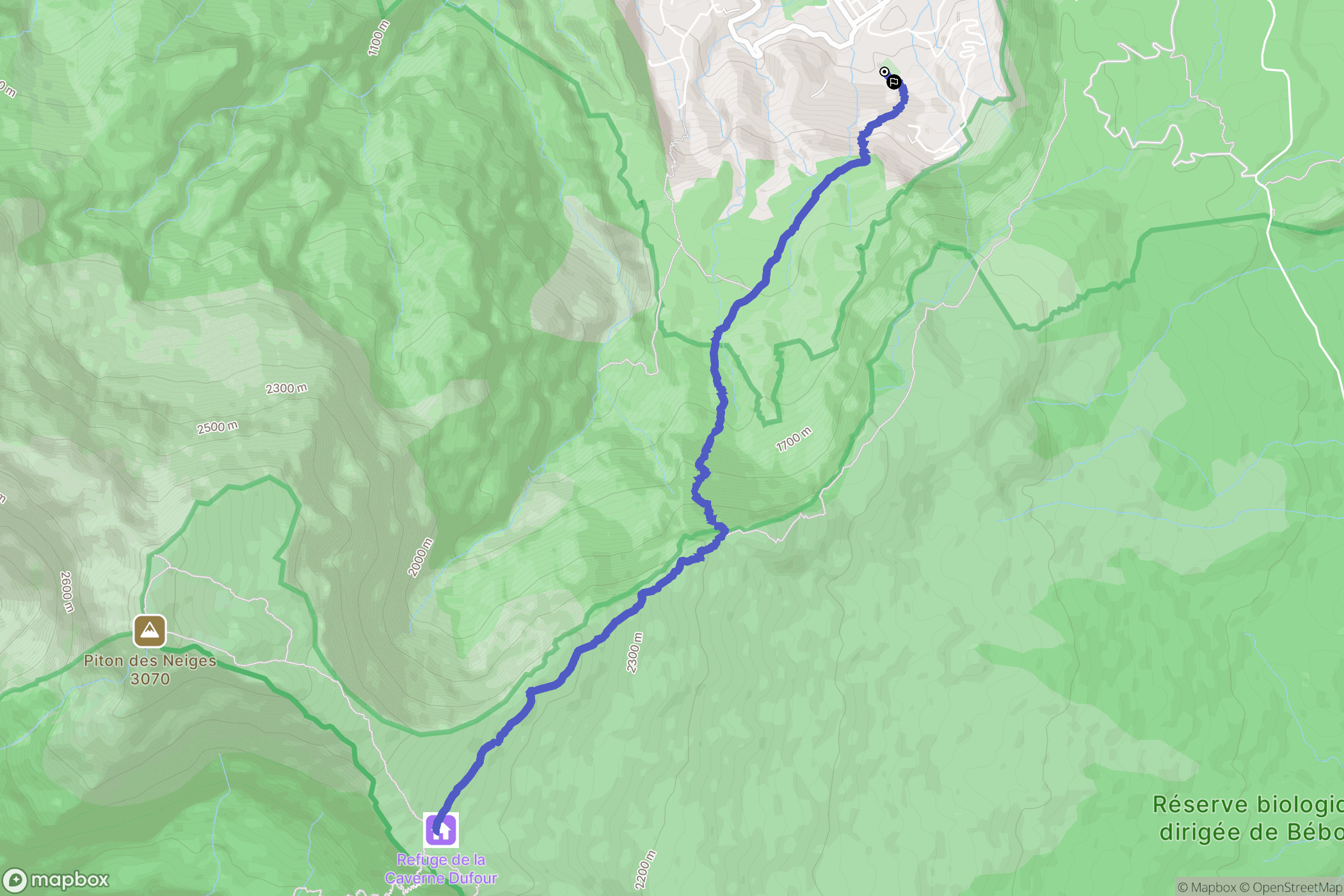 Salazie : carte du parcours de randonnée - France
