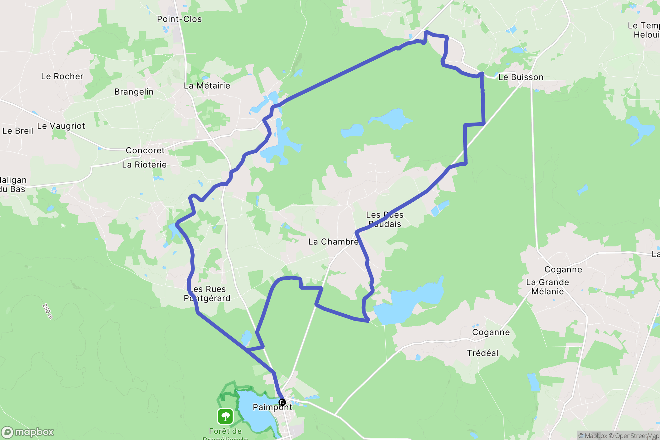 Paimpont : carte du parcours de randonnée - France