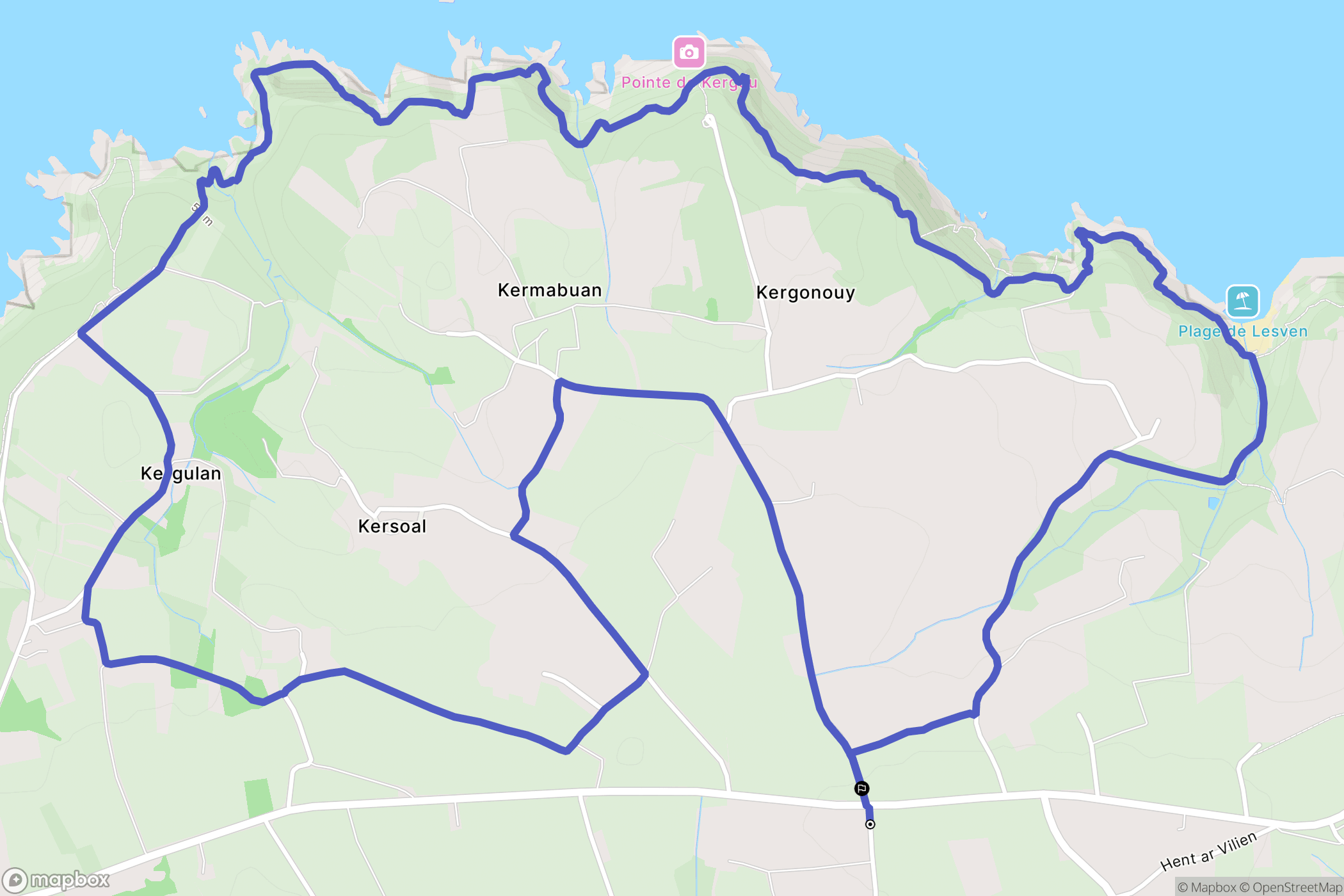 Goulien : carte du parcours de randonnée - France