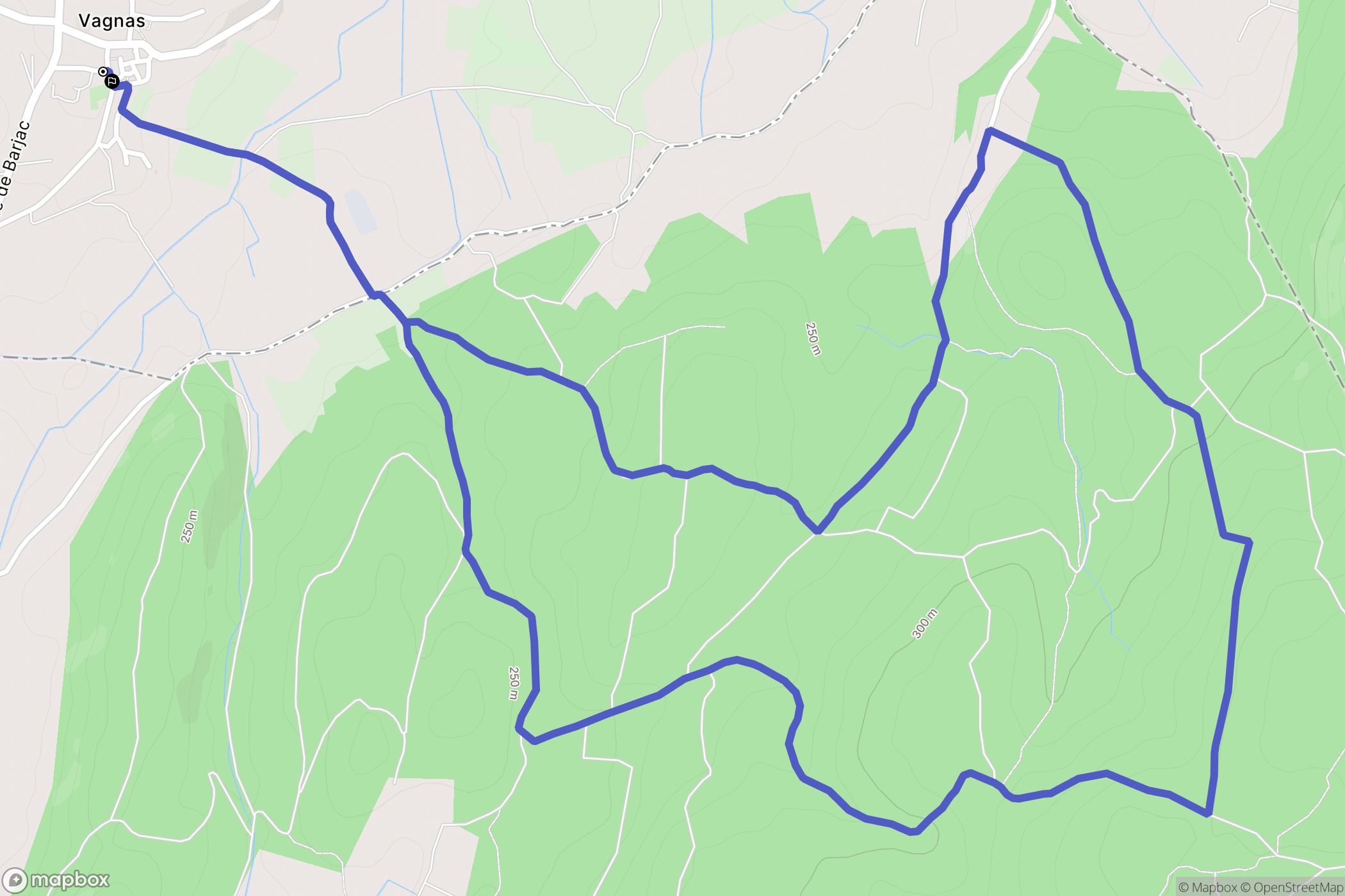 Vagnas : carte du parcours de randonnée - France