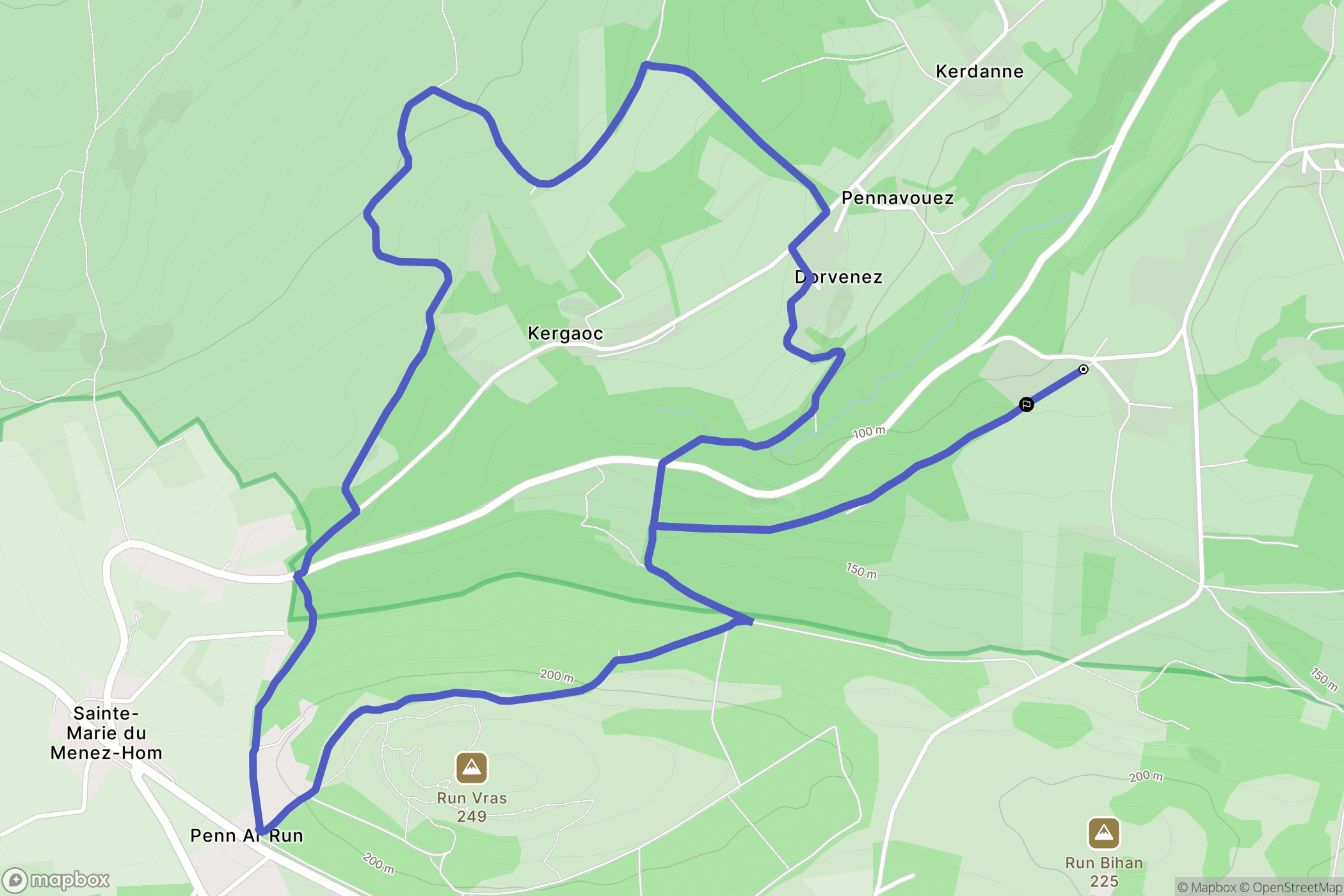 Dinéault : carte du parcours de randonnée - France