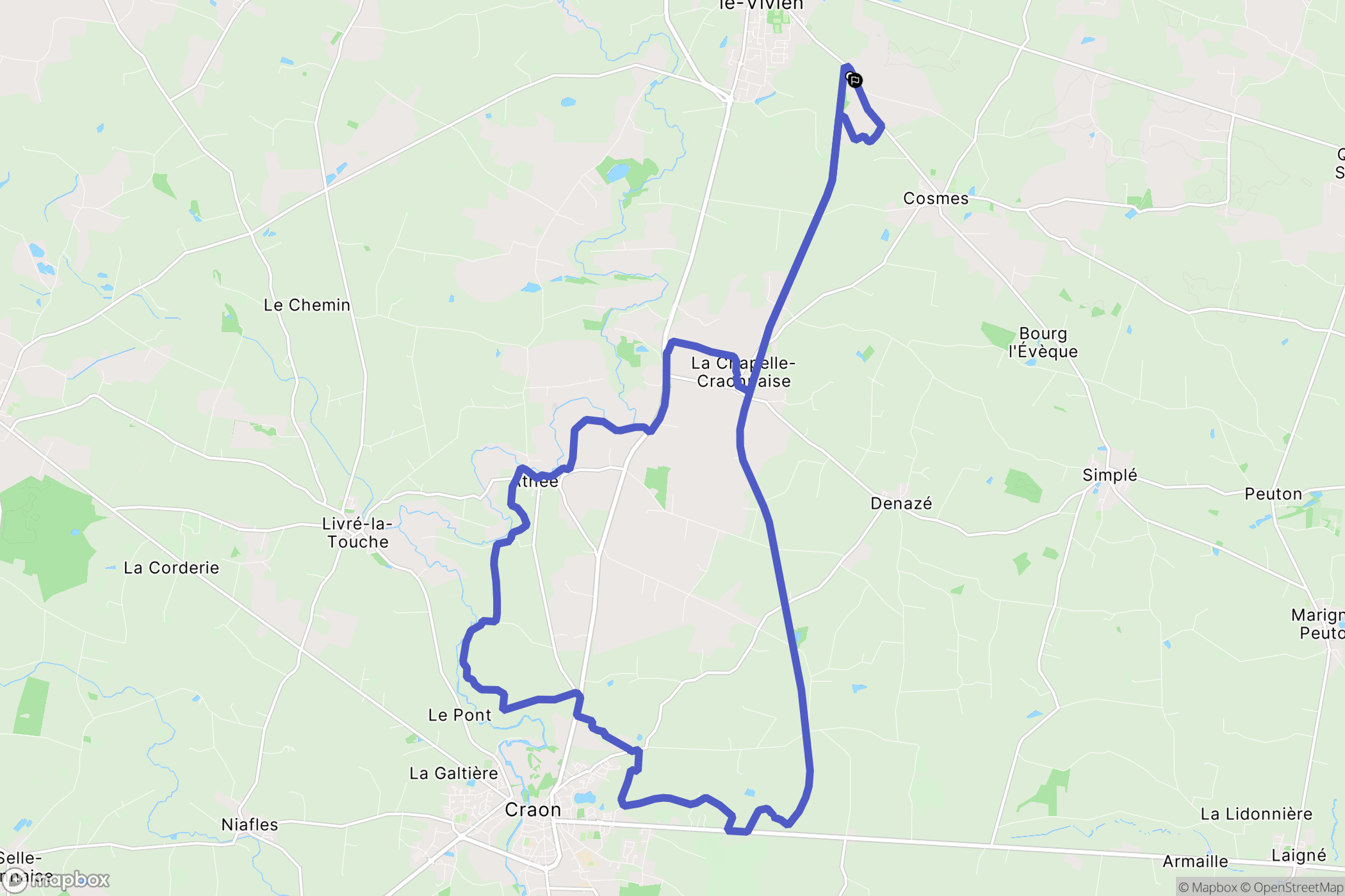 Cossé-le-Vivien : carte du parcours de randonnée - France
