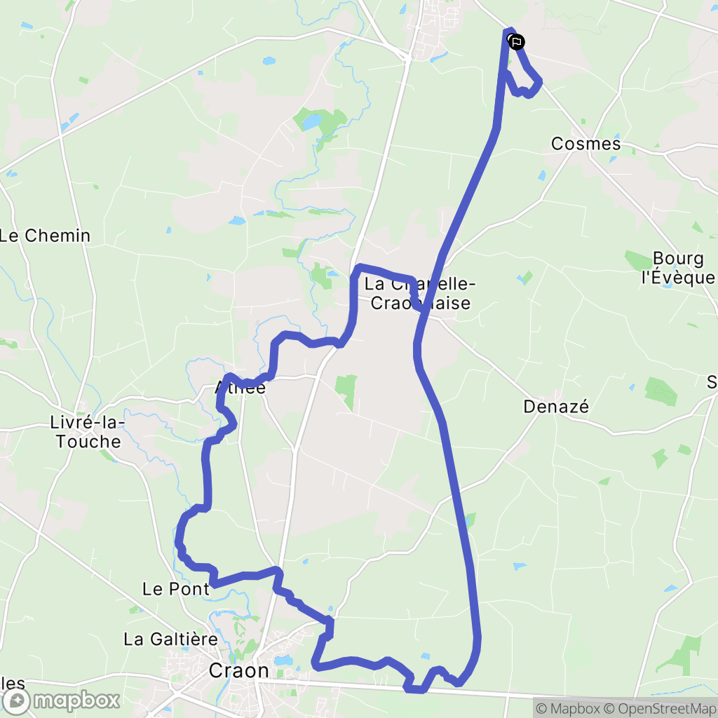 Cossé-le-Vivien : carte du parcours de randonnée - France