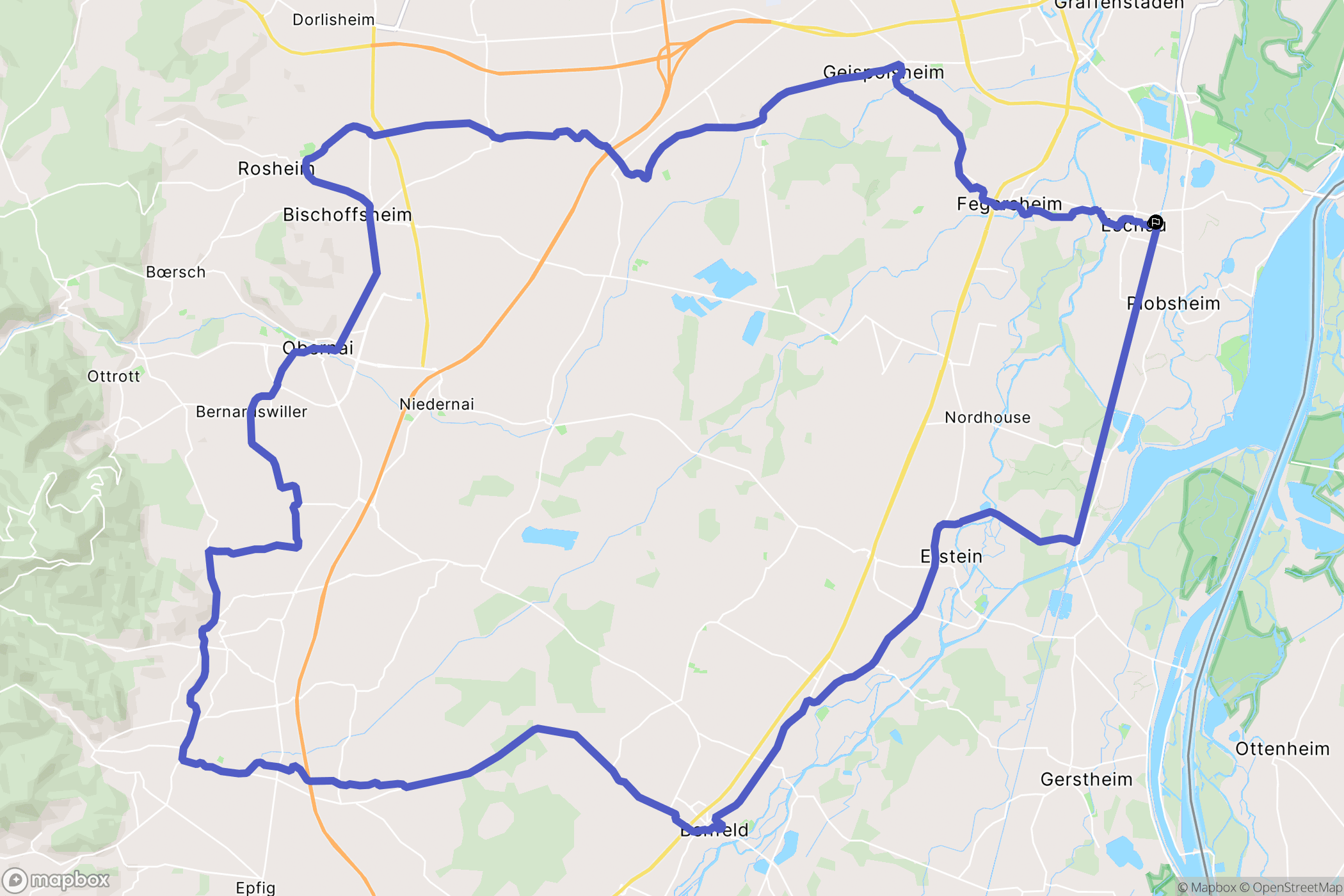 Eschau : carte du parcours de randonnée - France