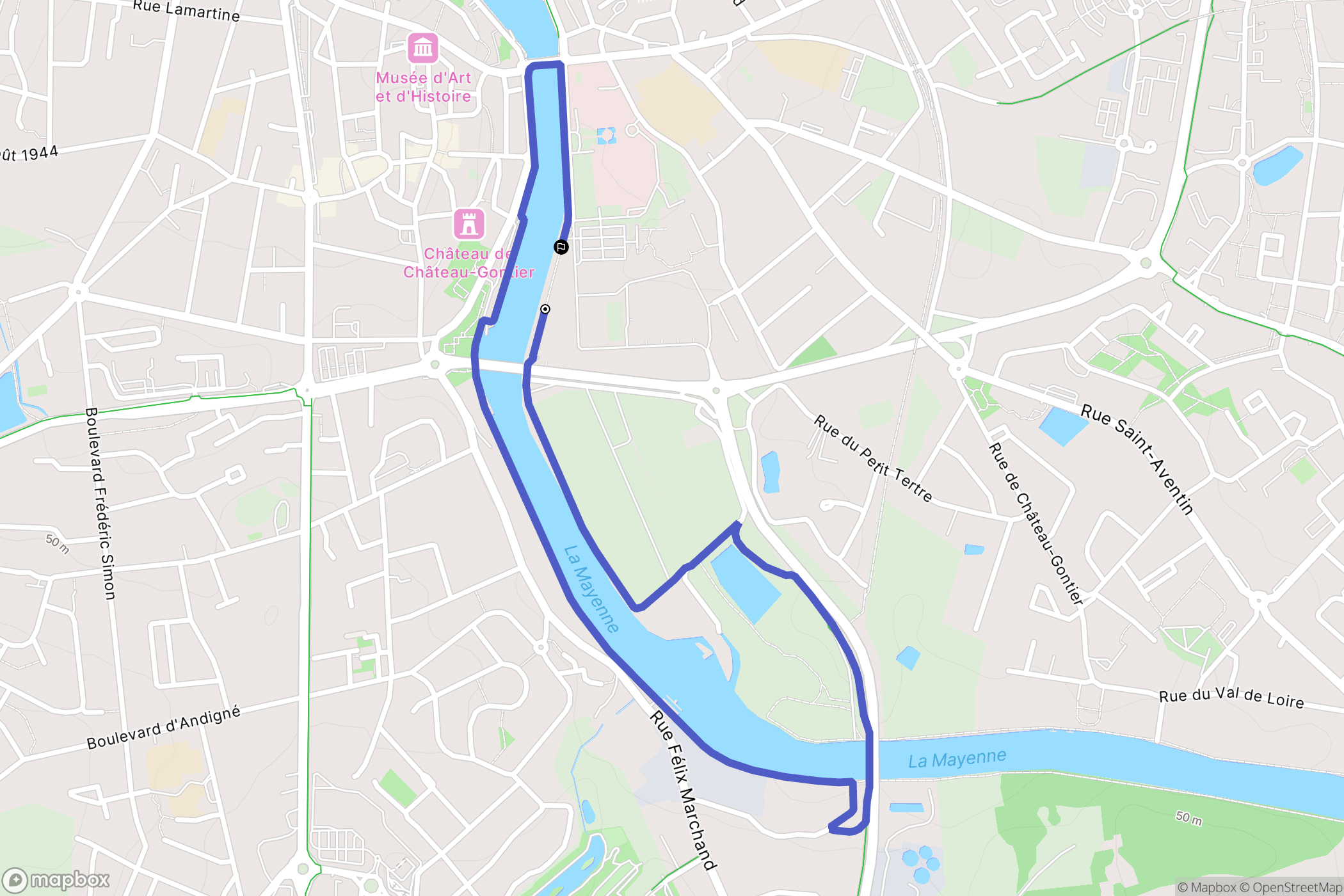 Château-Gontier-sur-Mayenne : carte du parcours de randonnée - France