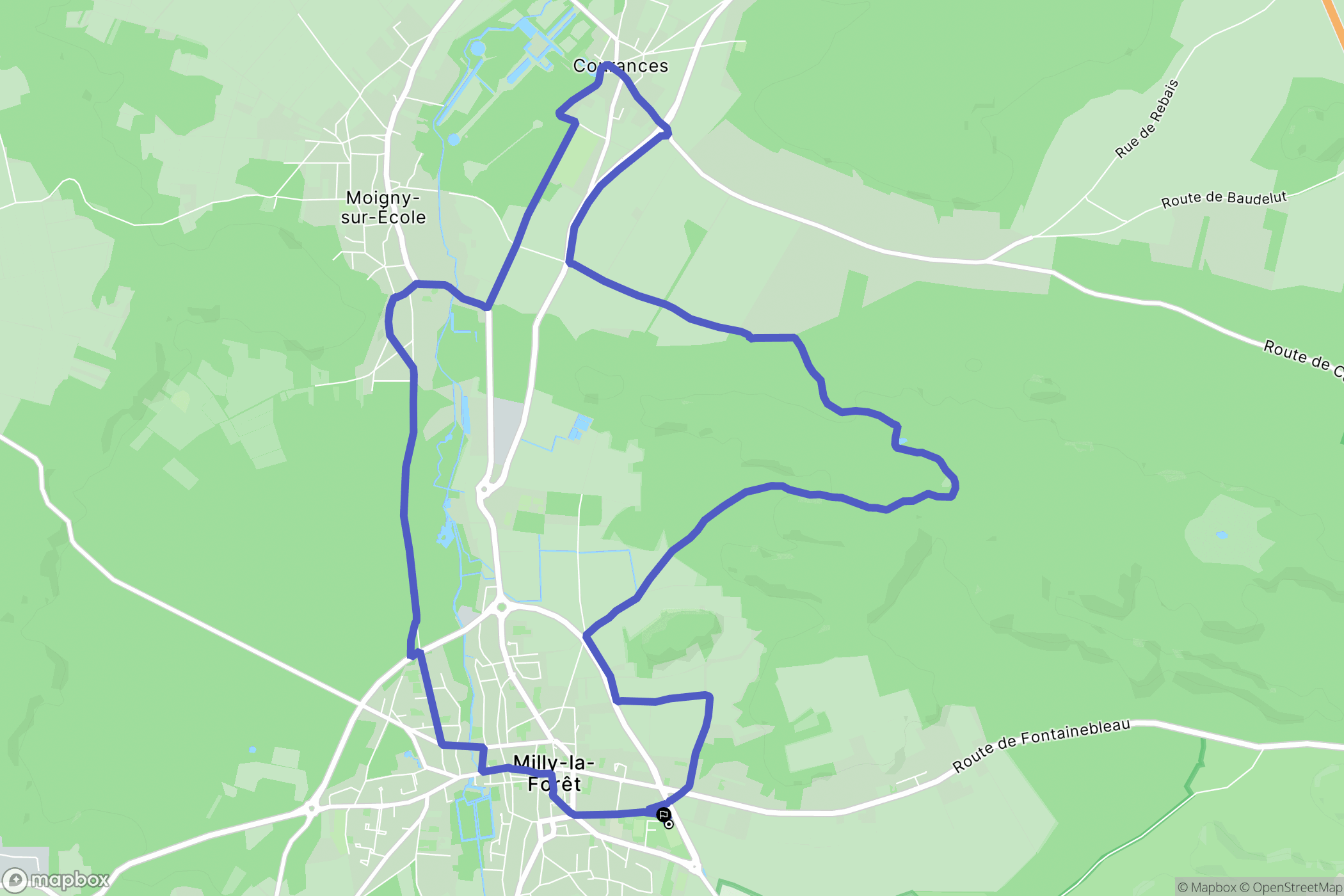 Milly-la-Forêt : carte du parcours de randonnée - France