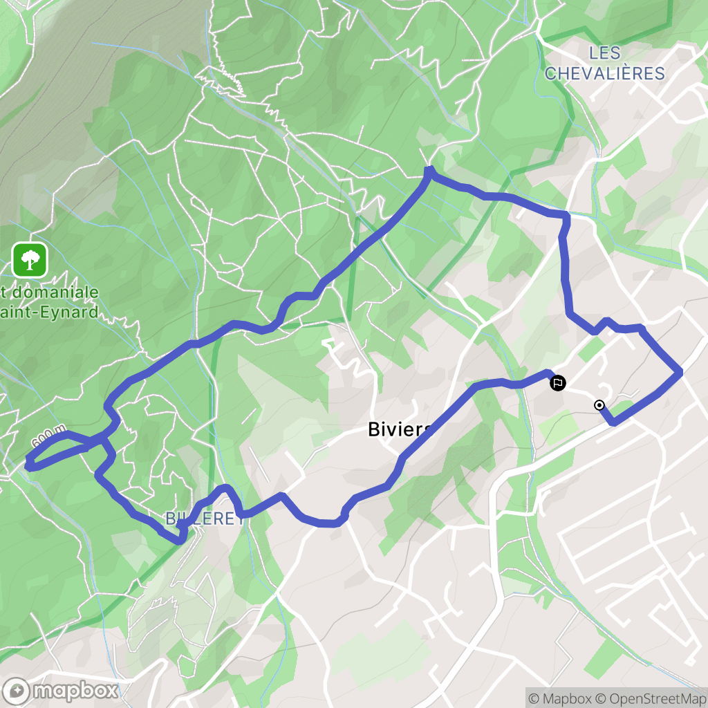 Biviers : carte du parcours de randonnée - France