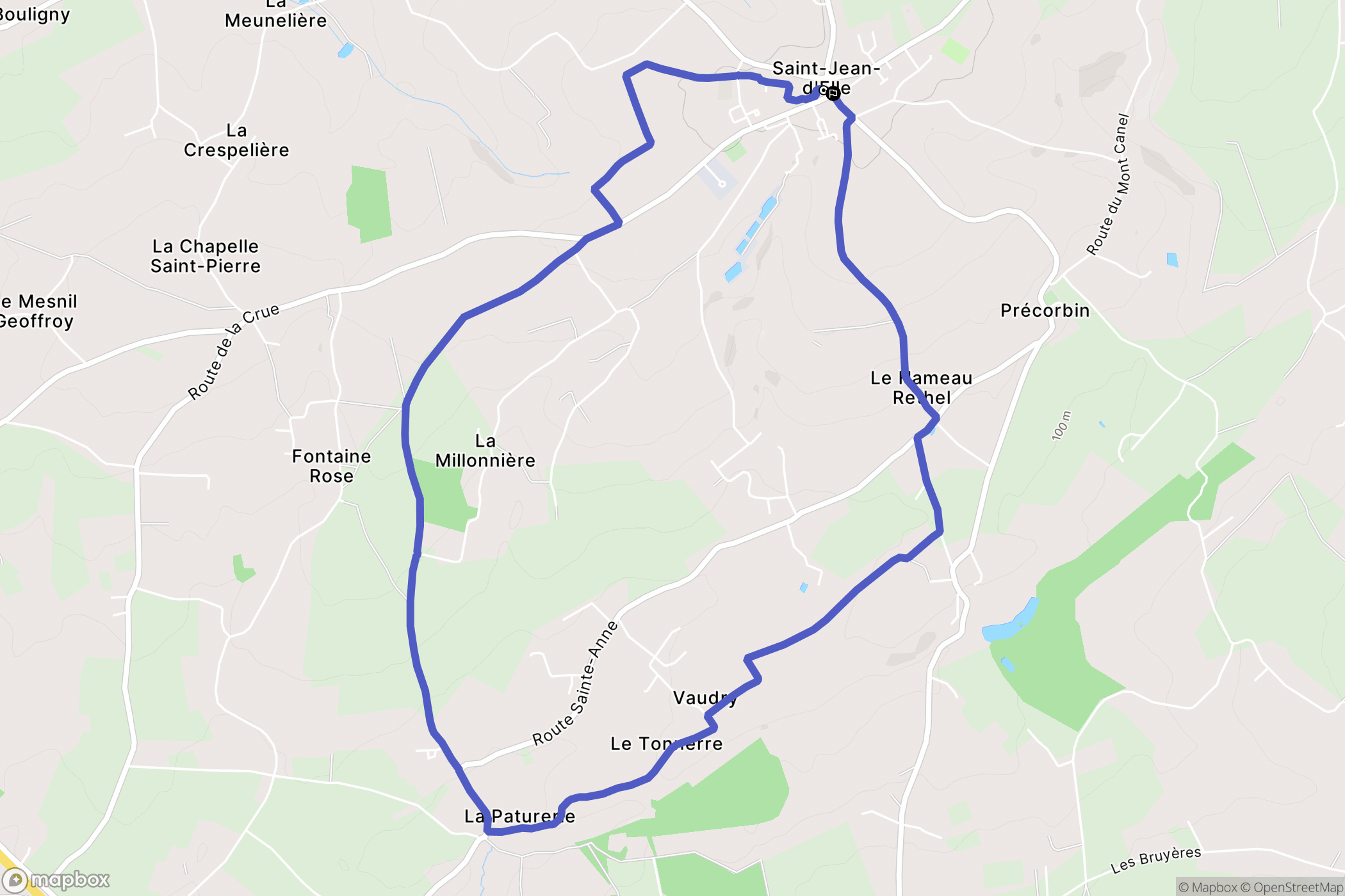 Saint-Jean-d'Elle : carte du parcours de randonnée - France