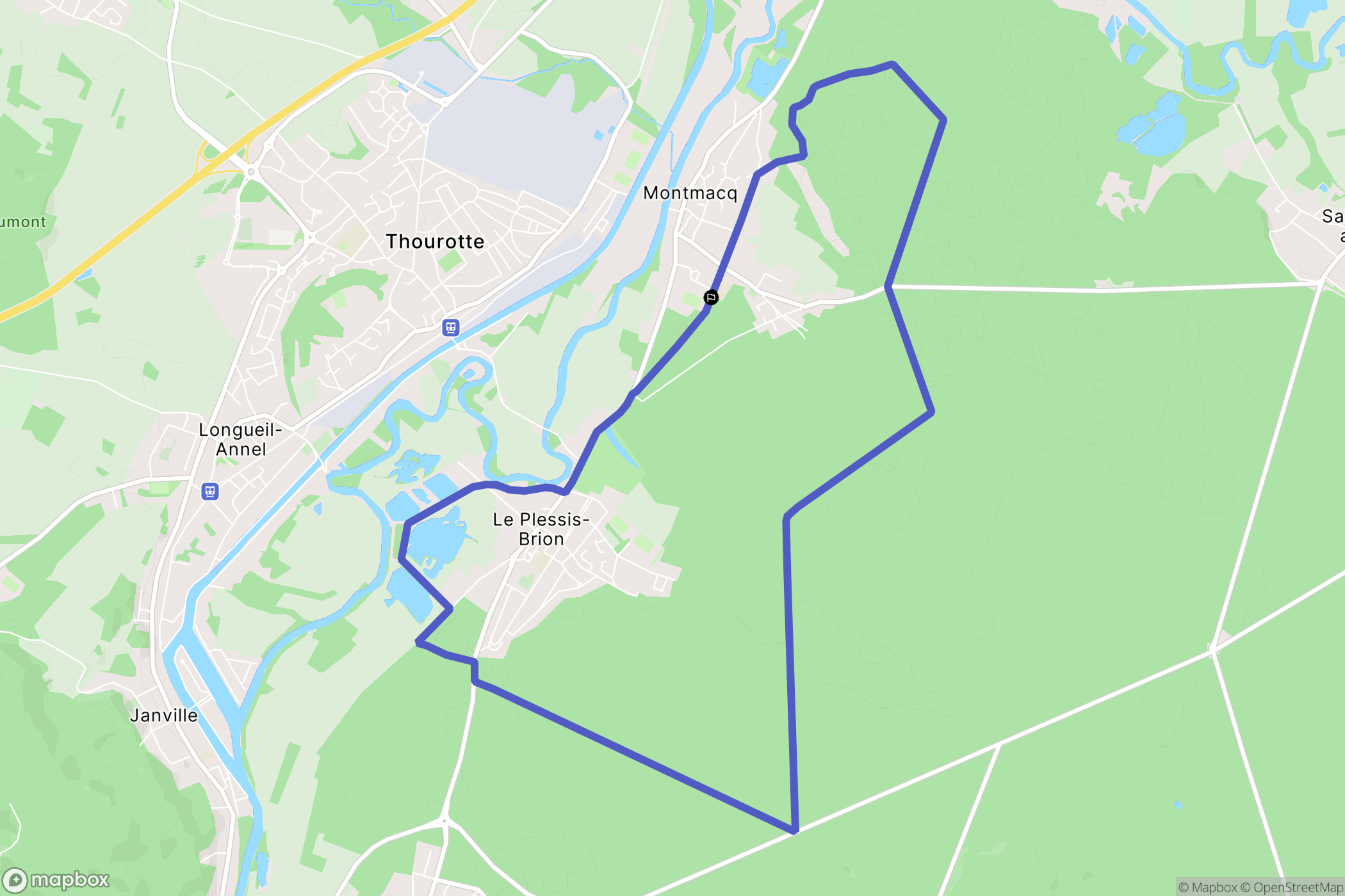 Montmacq : carte du parcours de randonnée - France