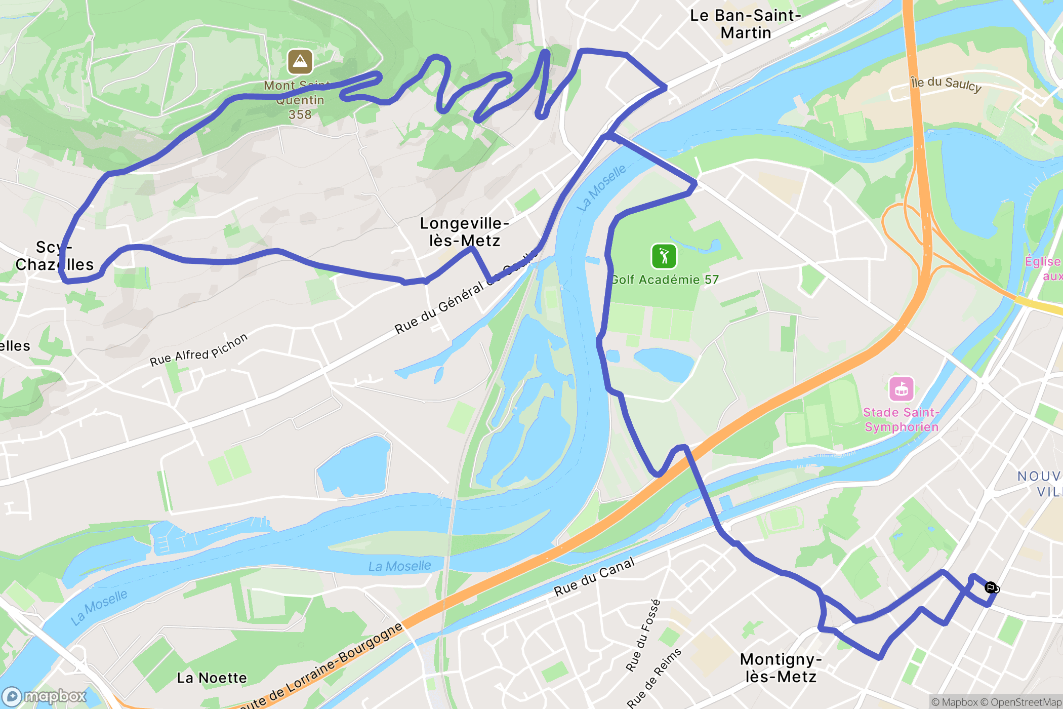 Metz : carte du parcours de randonnée - France
