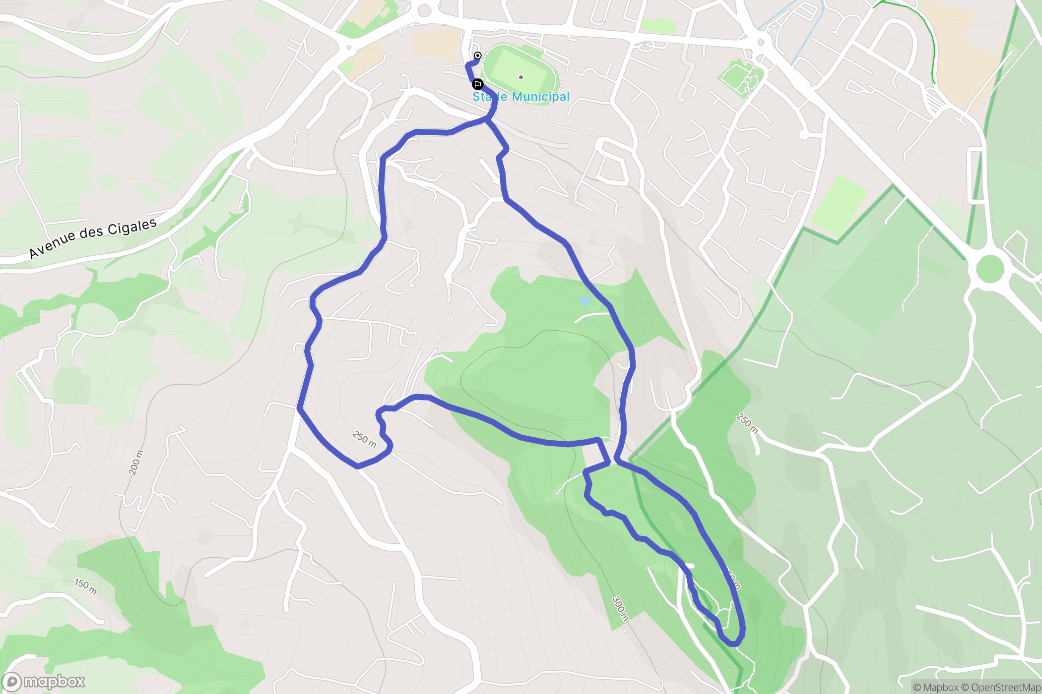 Le Beausset : carte du parcours de randonnée - France