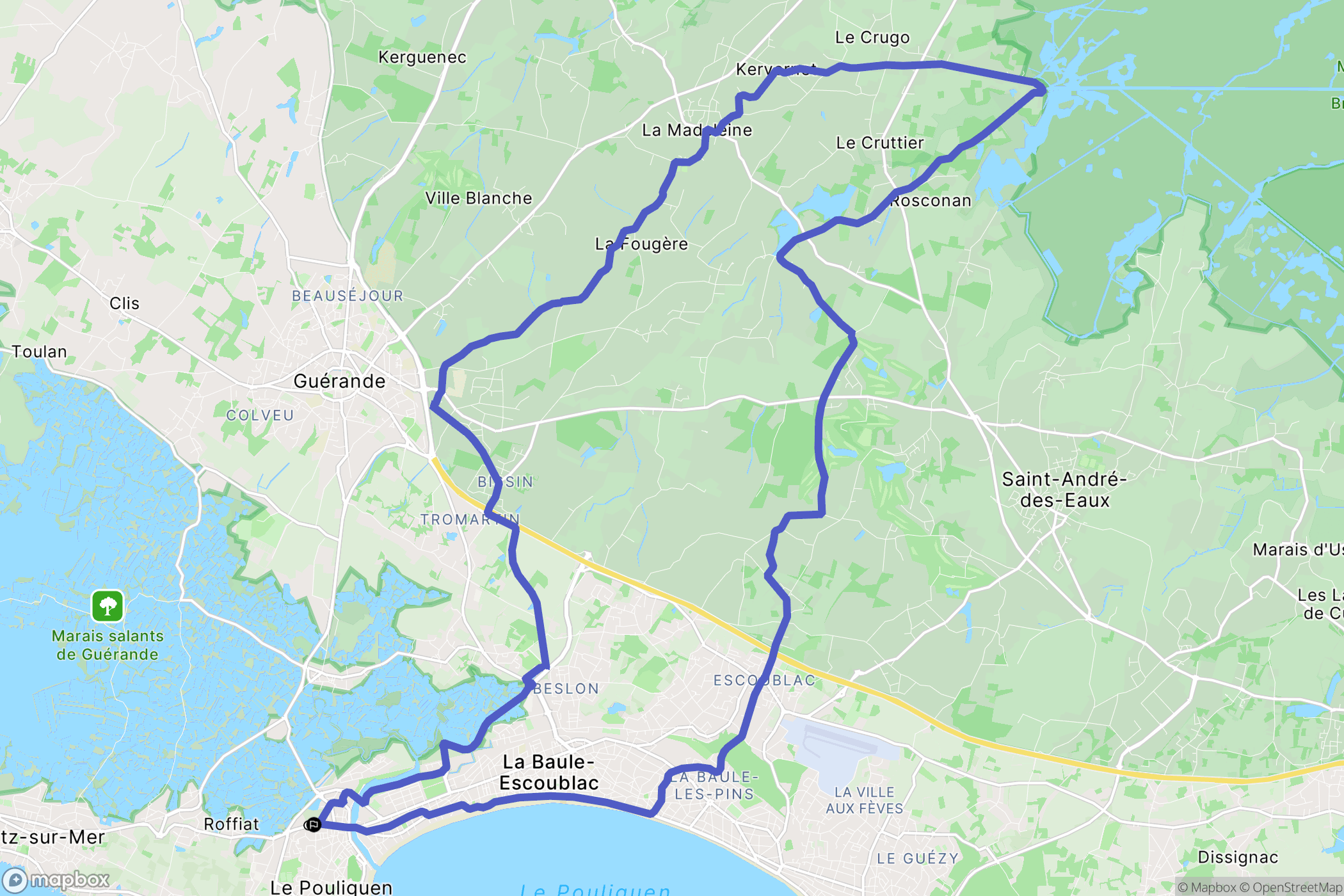 Le Pouliguen : carte du parcours de randonnée - France