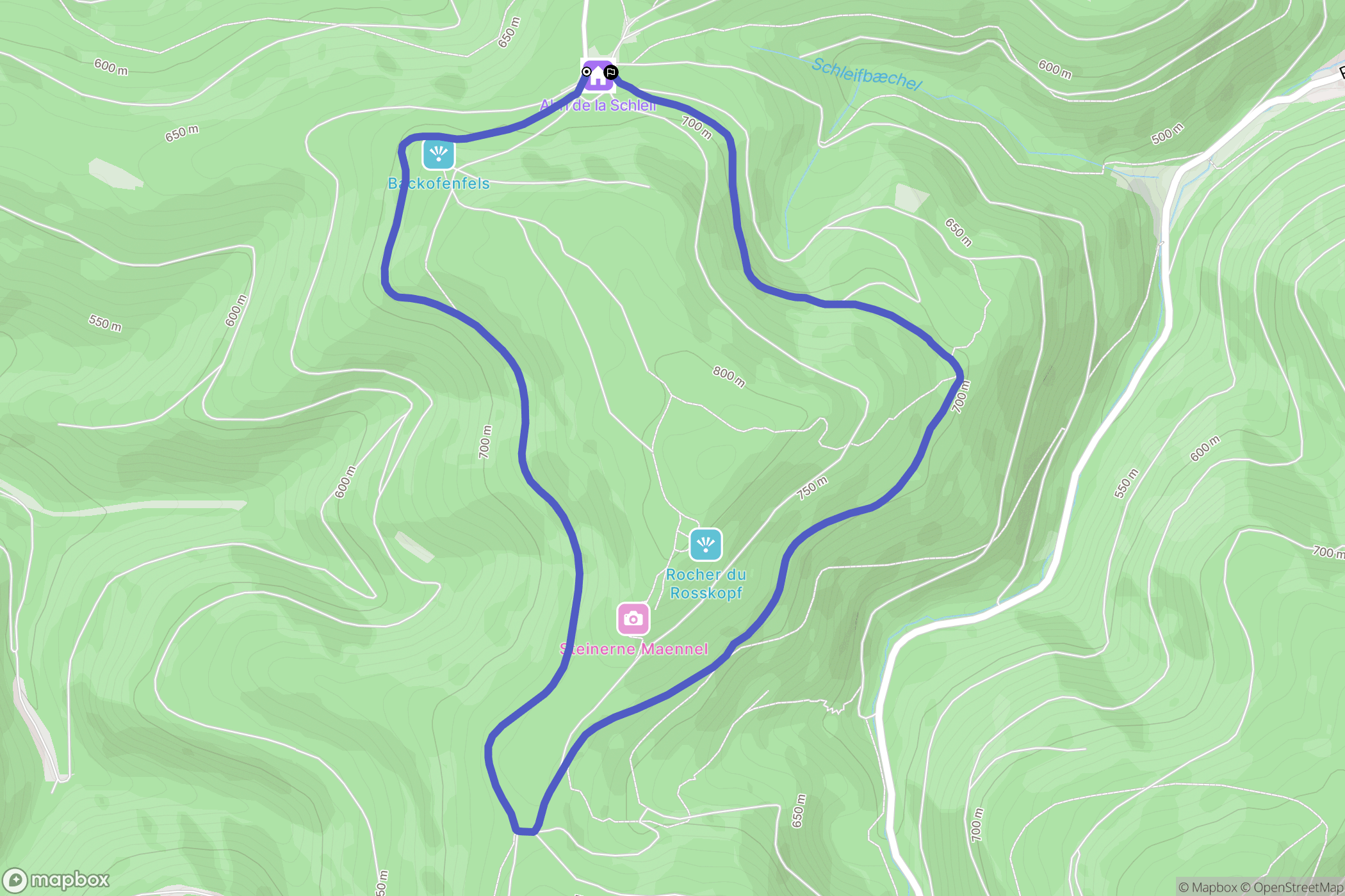 Dabo : carte du parcours de randonnée - France