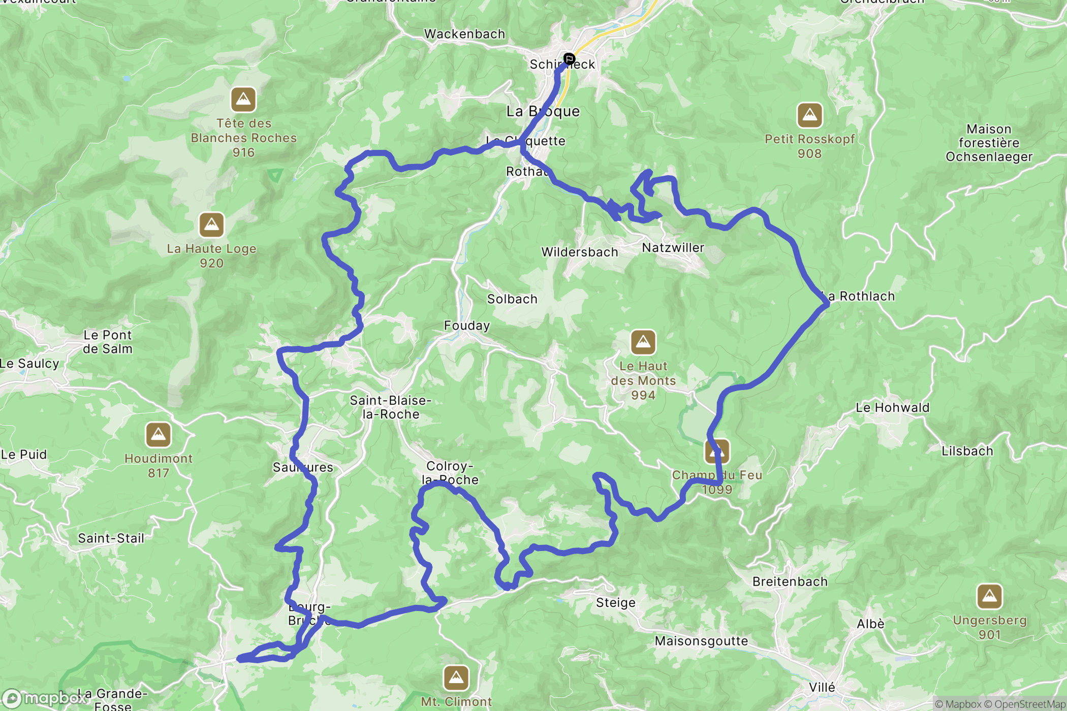 Schirmeck : carte du parcours de randonnée - France