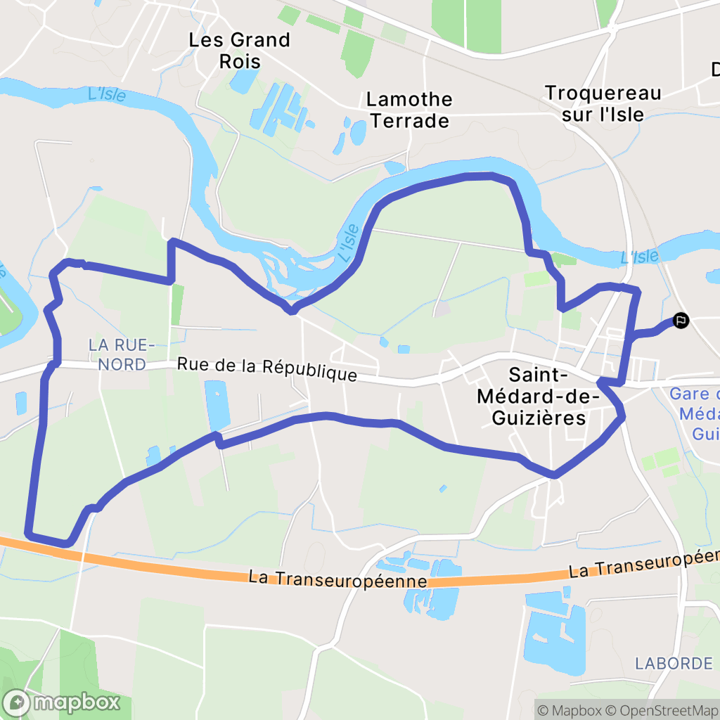 Saint-Médard-de-Guizières : carte du parcours de randonnée - France