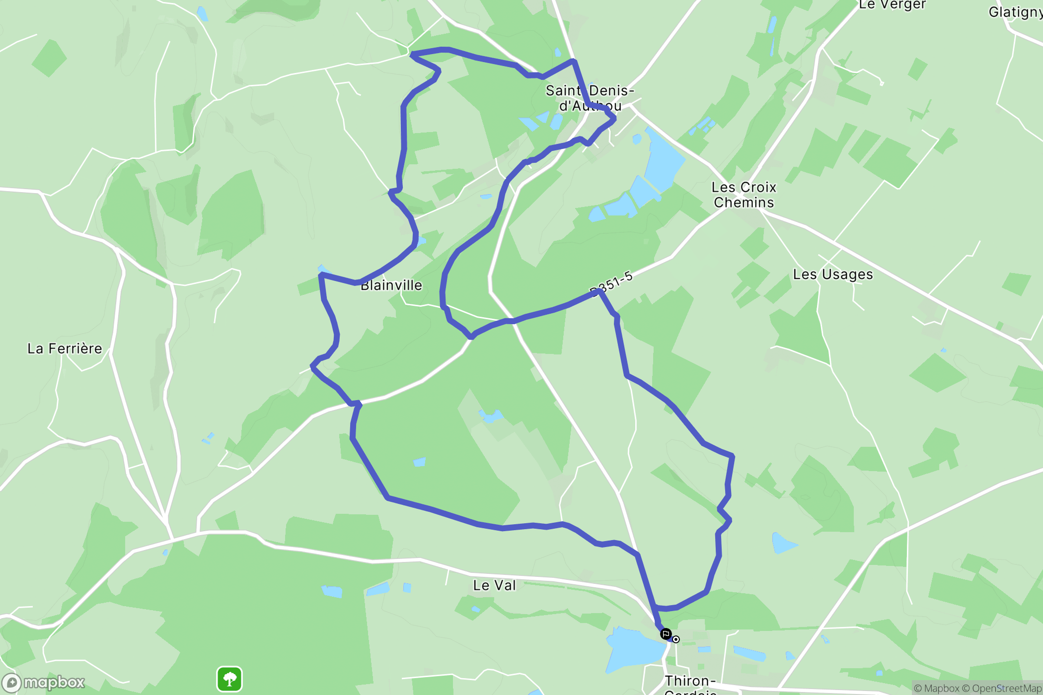Thiron-Gardais : carte du parcours de randonnée - France