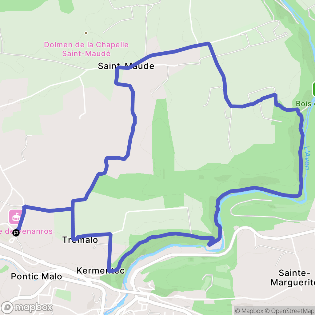 Pont-Aven : carte du parcours de randonnée - France
