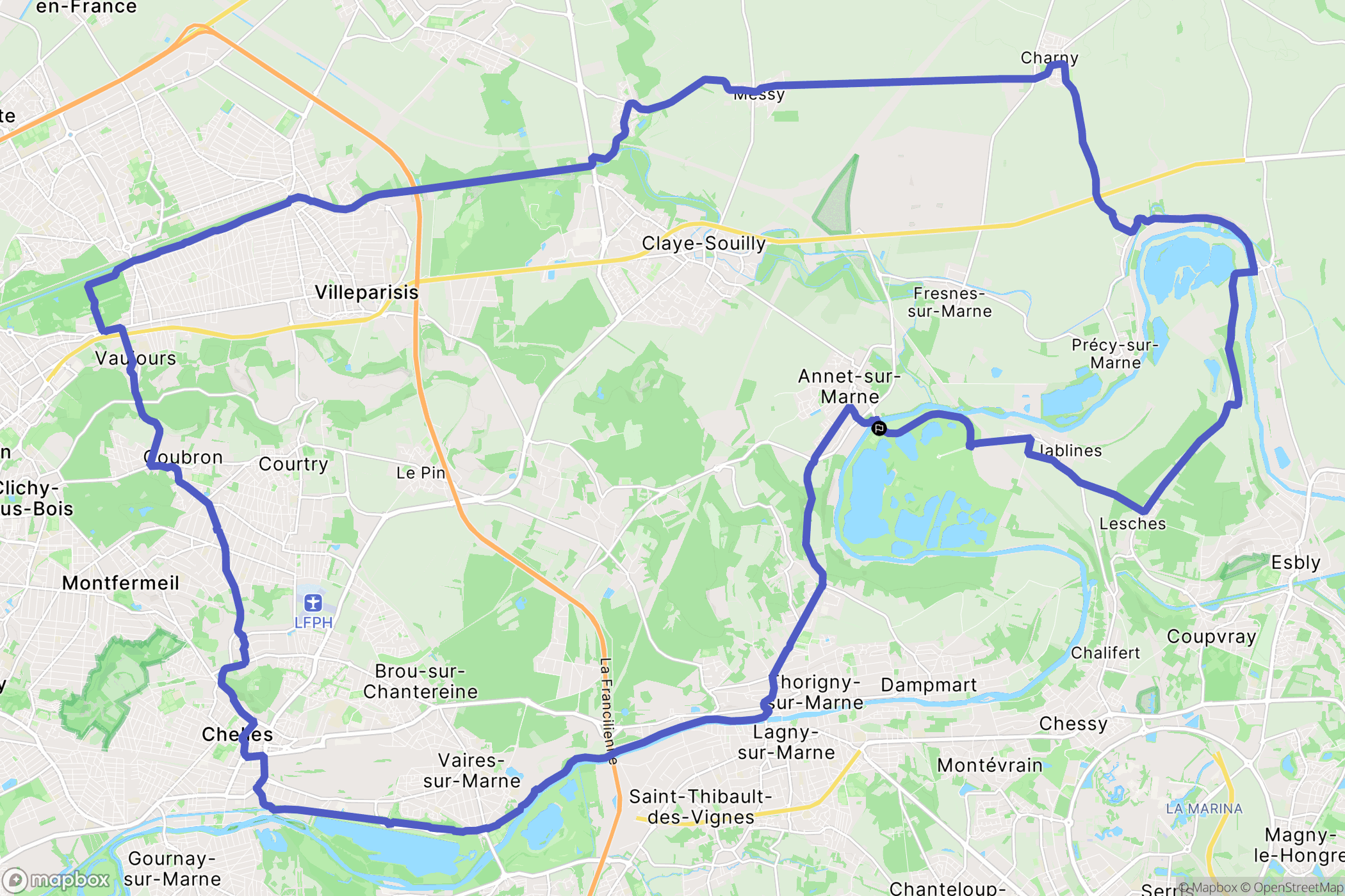 Annet-sur-Marne : carte du parcours de randonnée - France