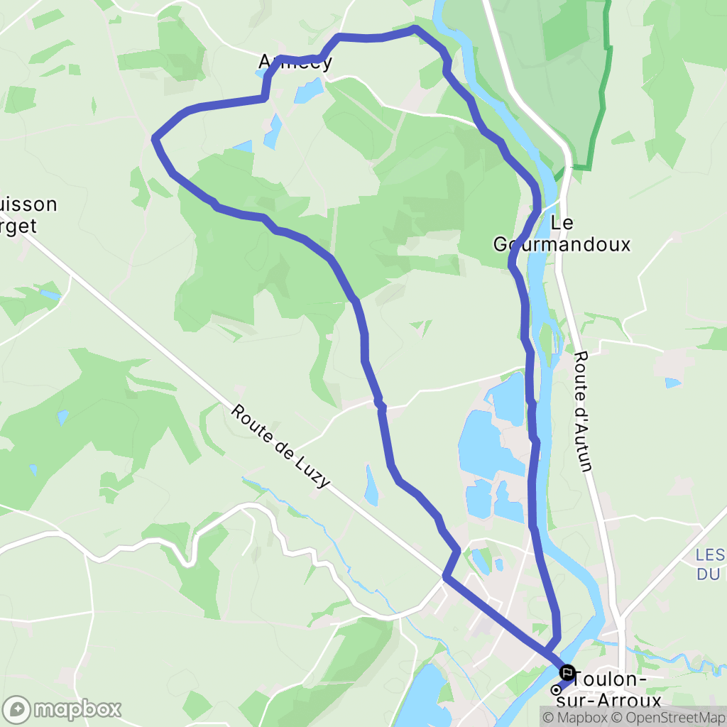 Toulon-sur-Arroux : carte du parcours de randonnée - France