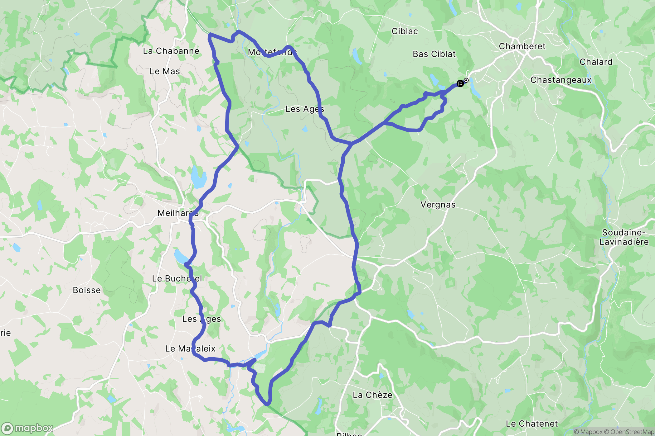 Chamberet : carte du parcours de randonnée - France