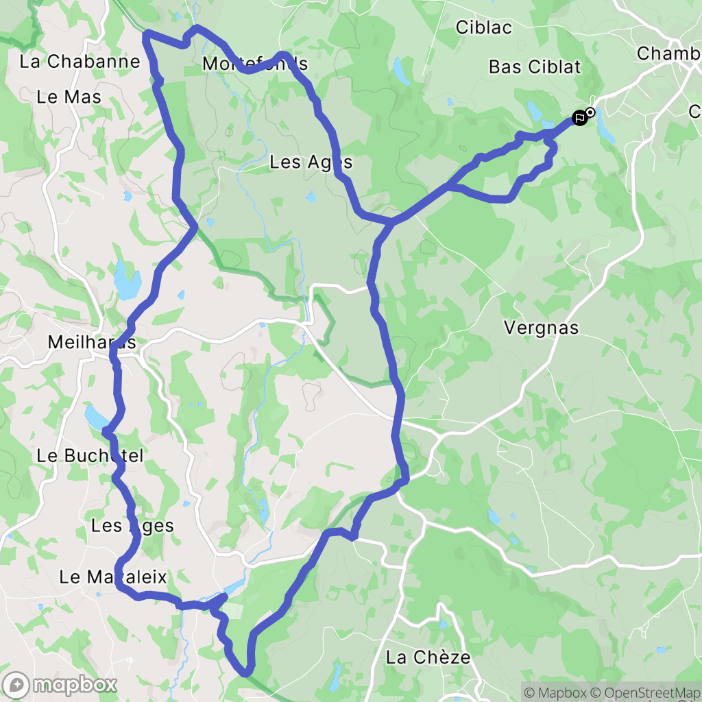 Chamberet : carte du parcours de randonnée - France