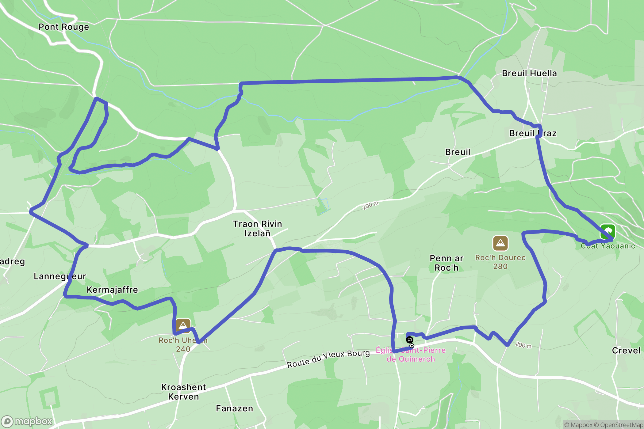Pont-de-Buis-lès-Quimerch : carte du parcours de randonnée - France