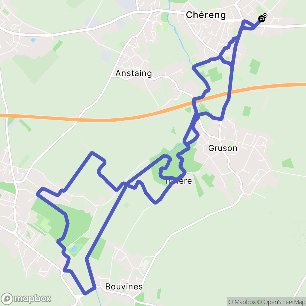 Chéreng : carte du parcours de randonnée - France