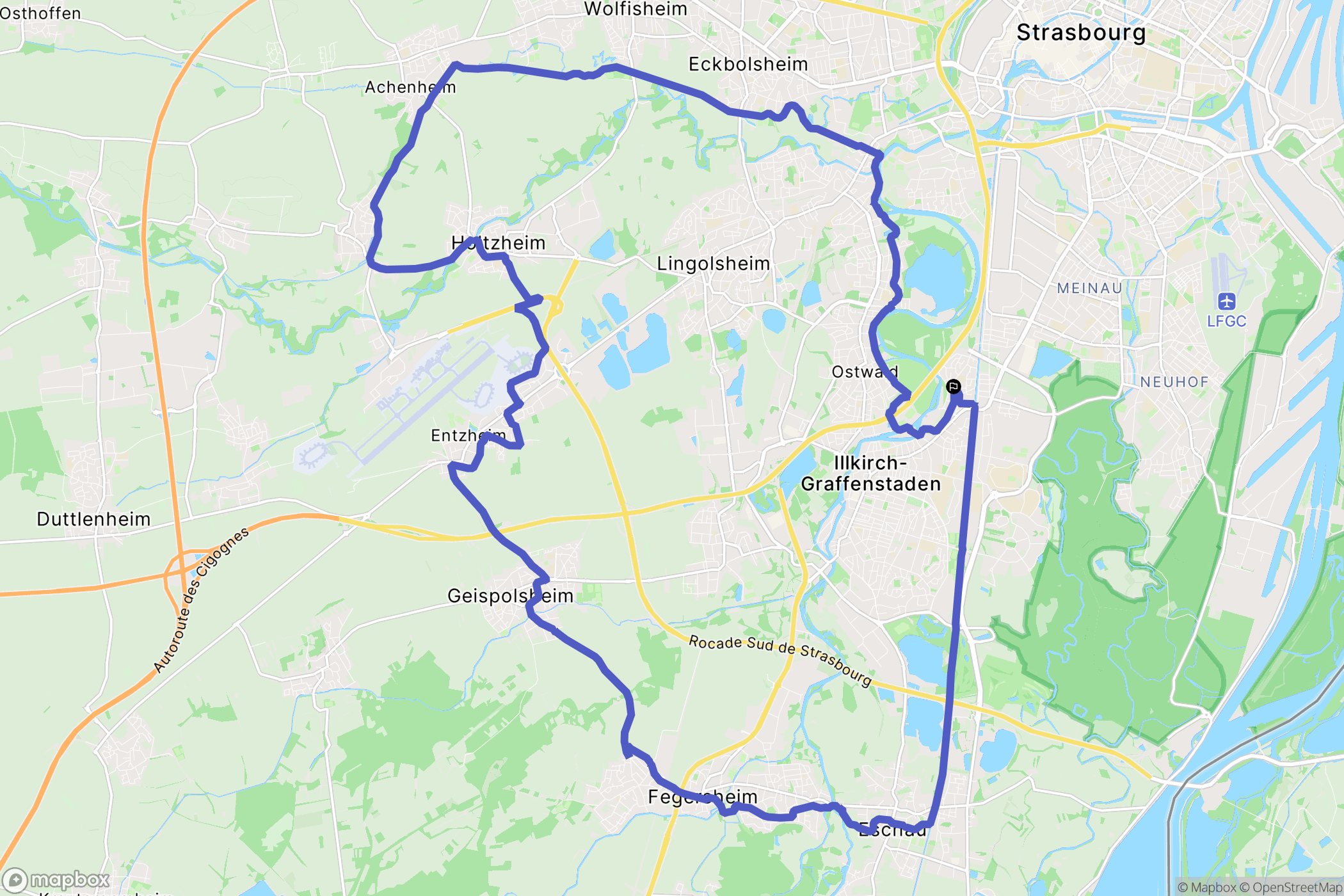 Illkirch-Graffenstaden : carte du parcours de randonnée - France