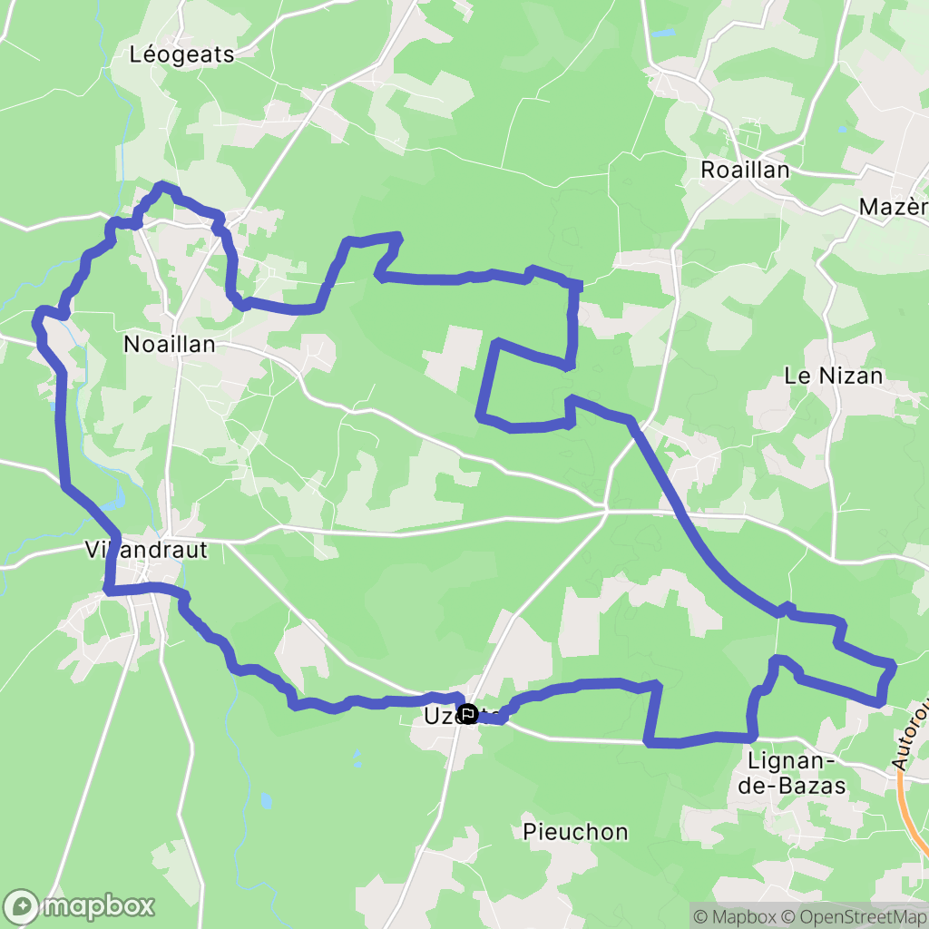 Uzeste : carte du parcours de randonnée - France