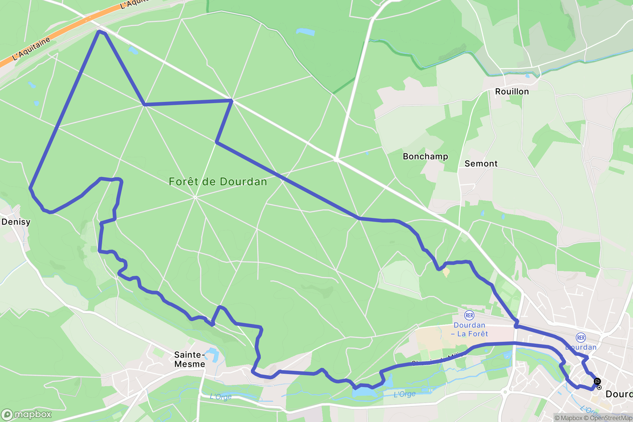 Dourdan : carte du parcours de randonnée - France