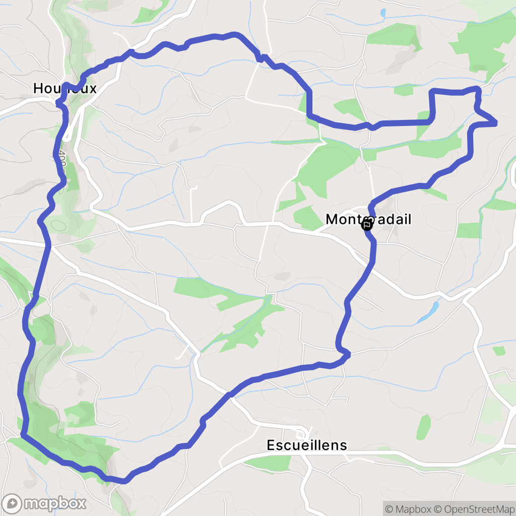 Montgradail : carte du parcours de randonnée - France