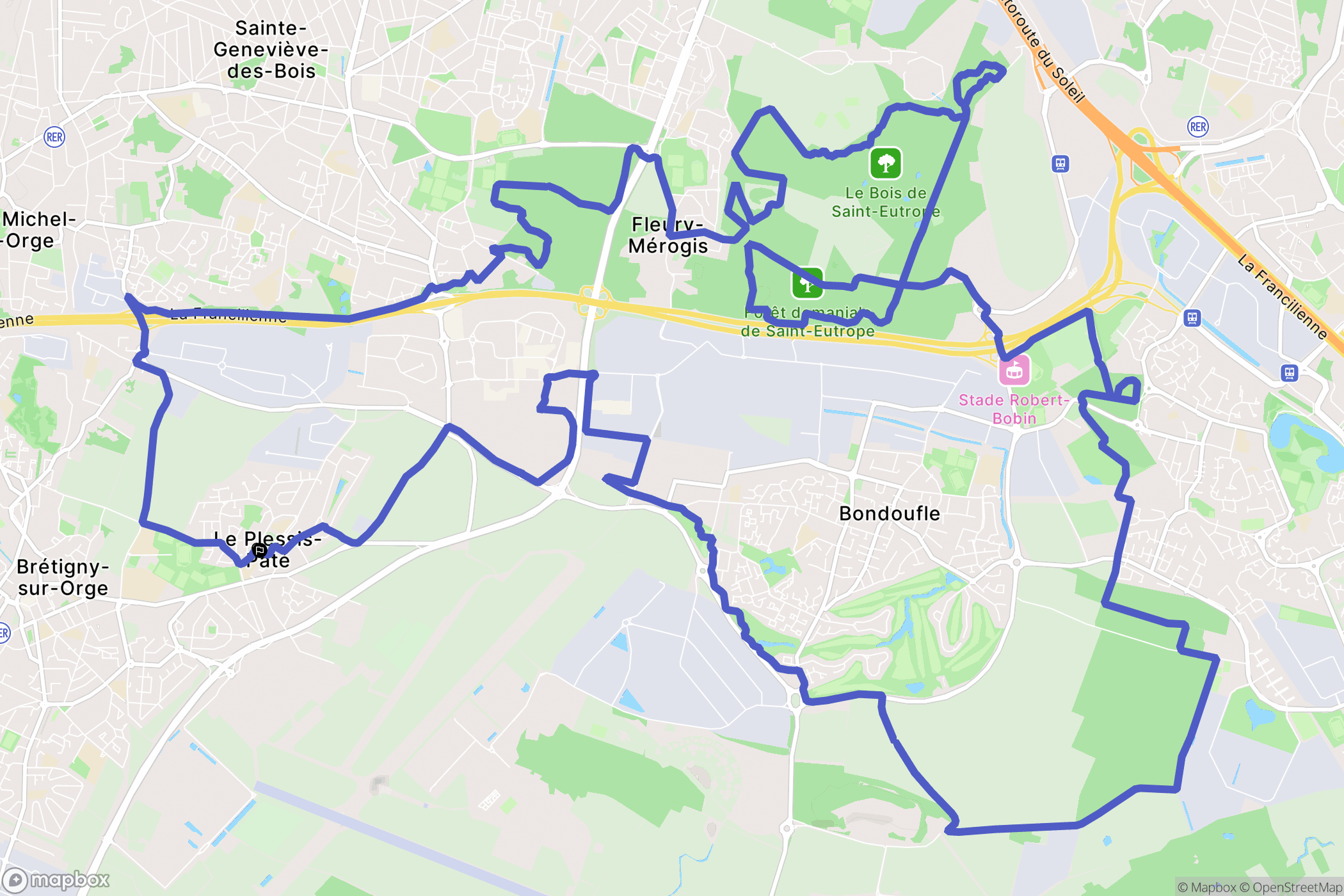 Le Plessis-Pâte : carte du parcours de randonnée - France