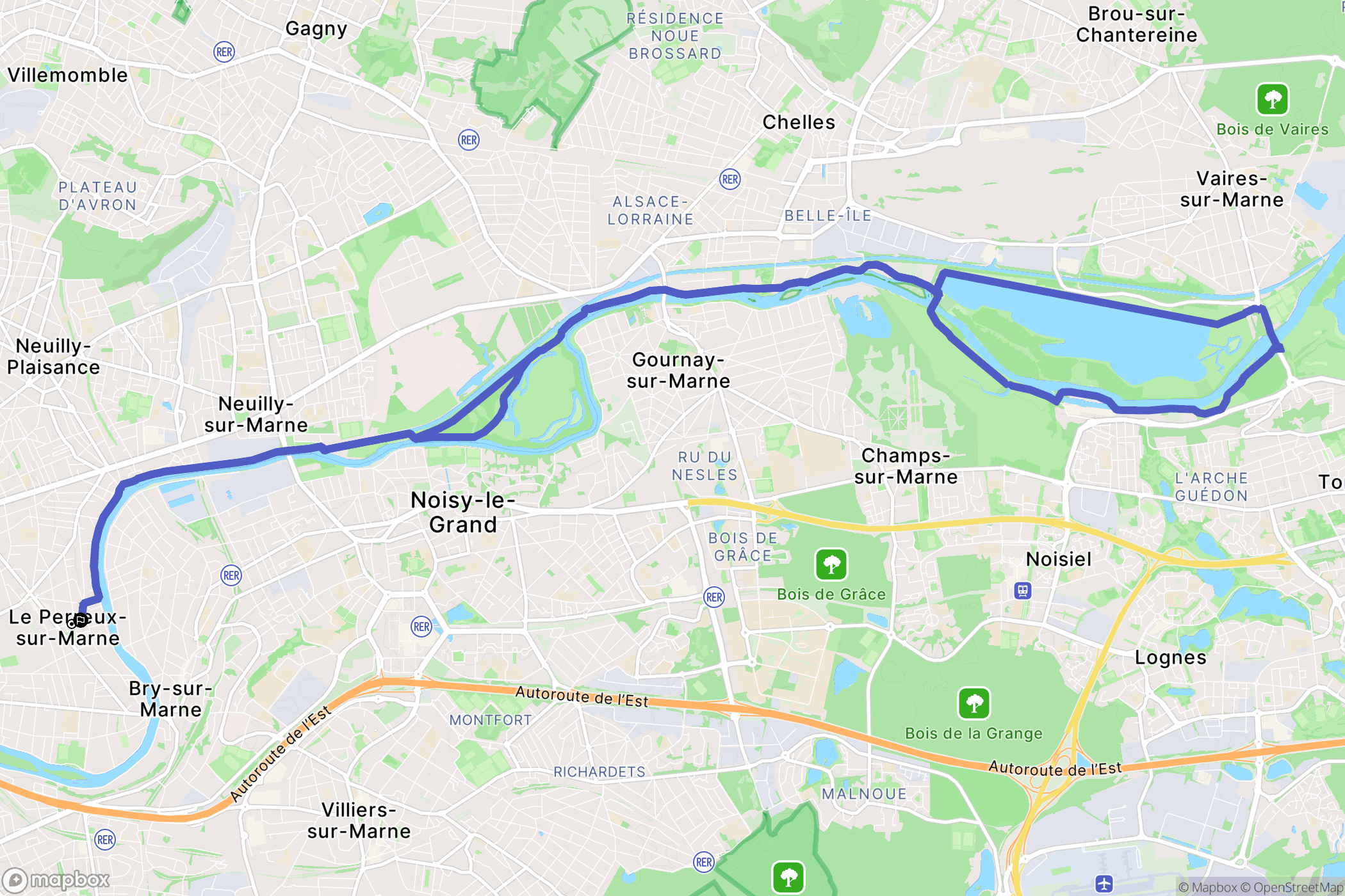 Le Perreux-sur-Marne : carte du parcours de randonnée - France