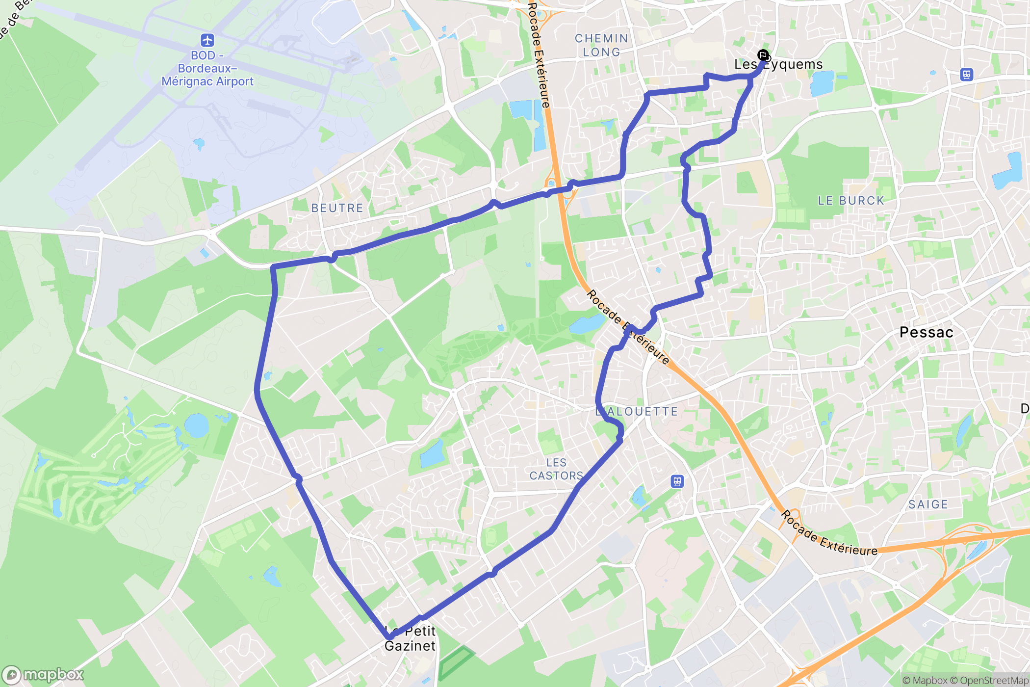 Mérignac : carte du parcours de randonnée - France
