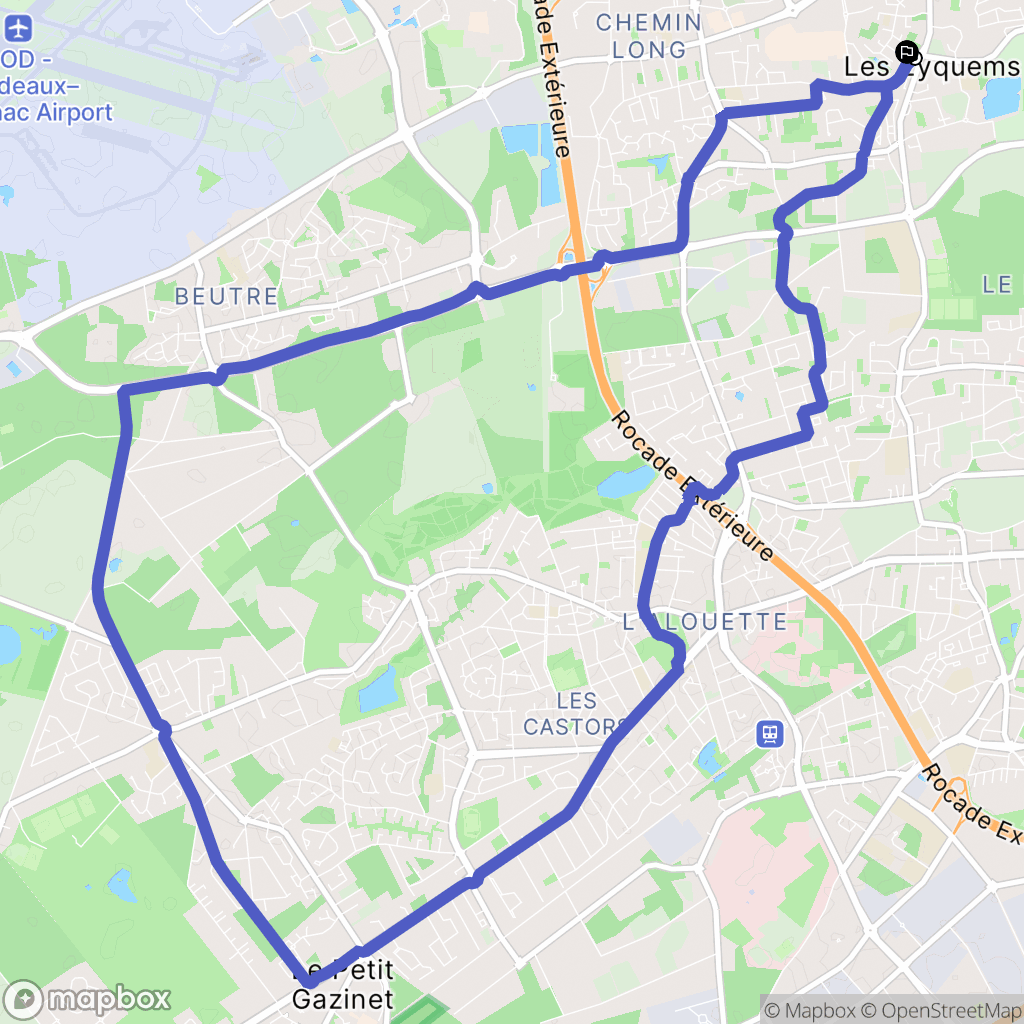 Mérignac : carte du parcours de randonnée - France