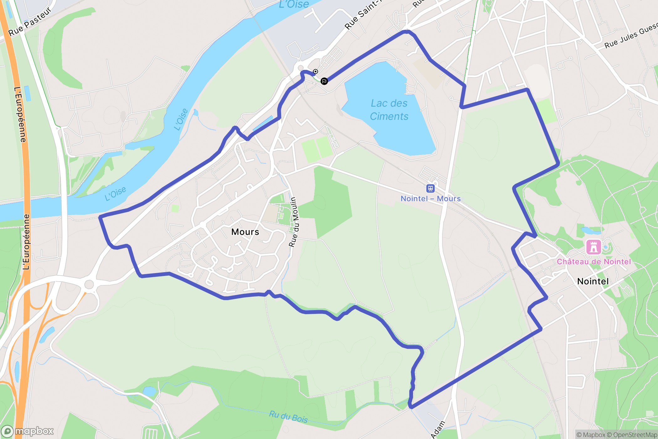 Beaumont-sur-Oise : carte du parcours de randonnée - France