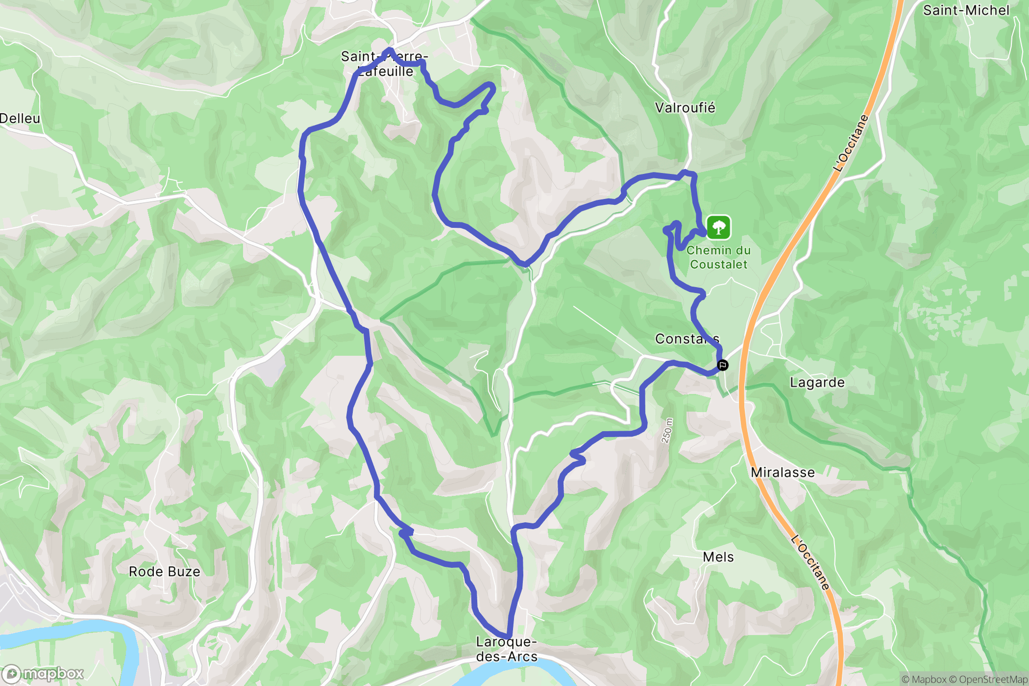 Bellefont-La Rauze : carte du parcours de randonnée - France