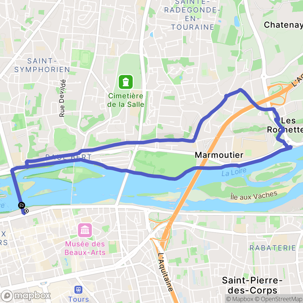 Tours : carte du parcours de randonnée - France