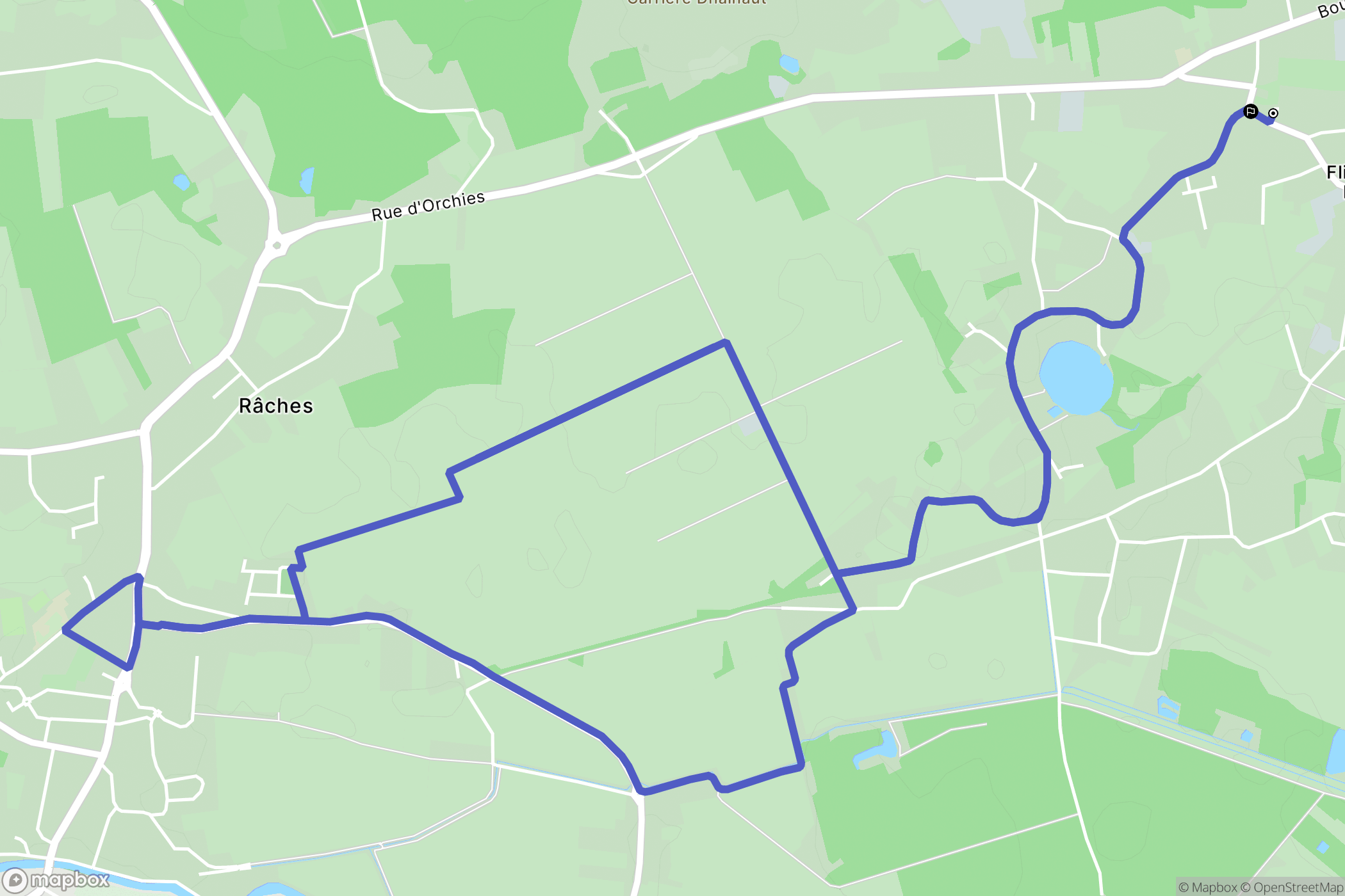 Flines-lez-Raches : carte du parcours de randonnée - France