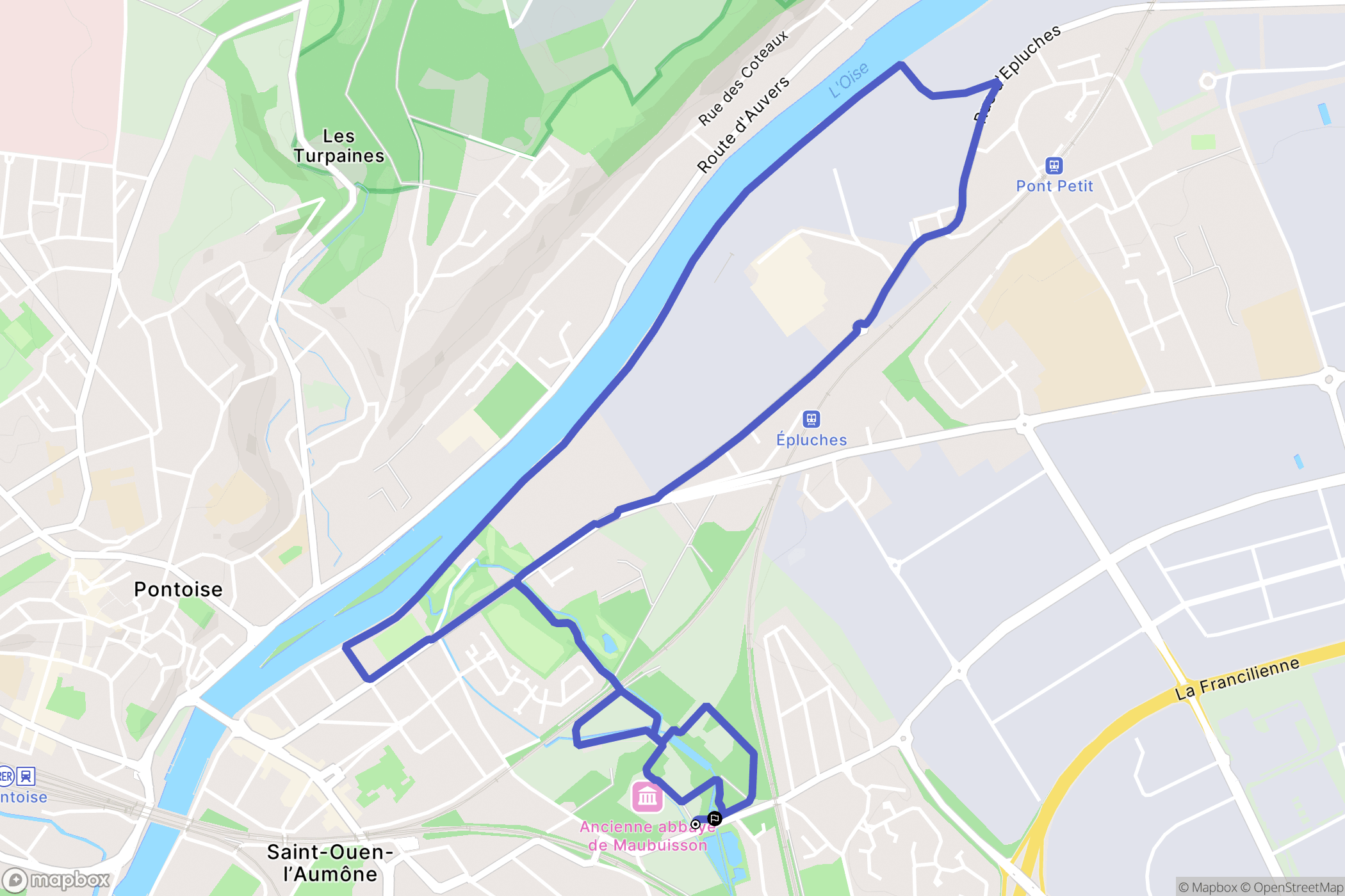 Saint-Ouen-l'Aumône : carte du parcours de randonnée - France
