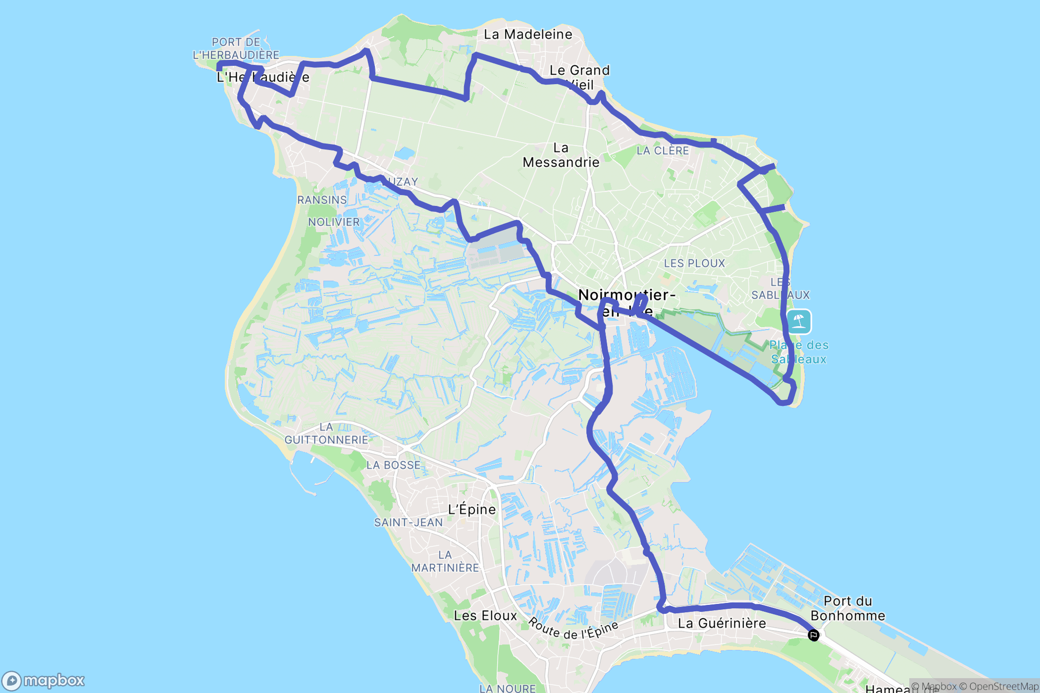 La Guérinière : carte du parcours de randonnée - France