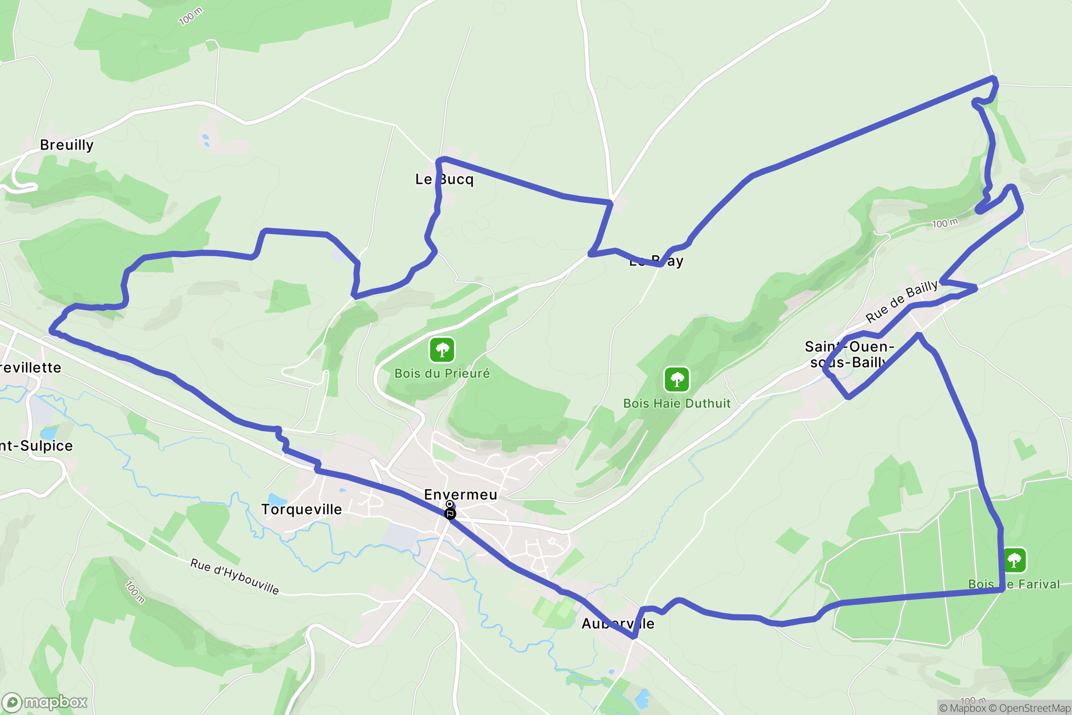 Envermeu : carte du parcours de randonnée - France