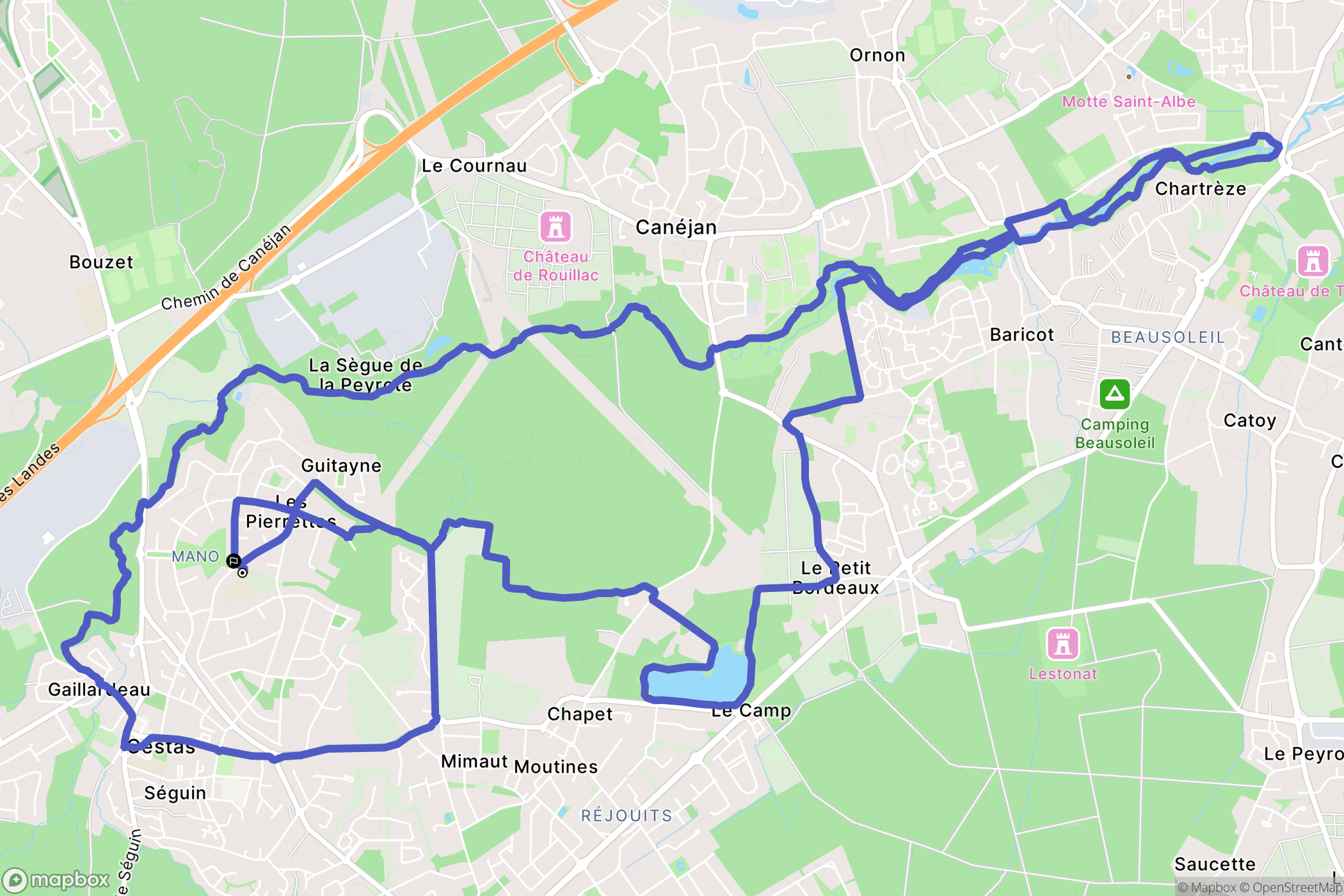 Cestas : carte du parcours de randonnée - France