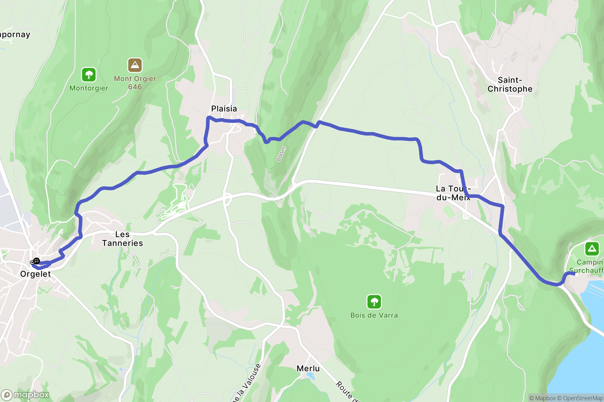 Orgelet : carte du parcours de randonnée - France