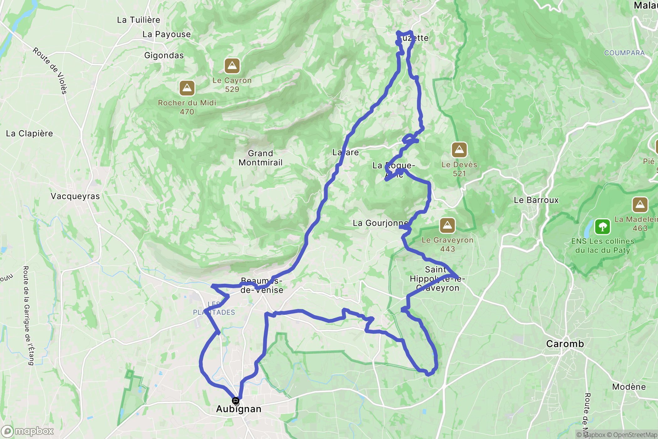 Aubignan : carte du parcours de randonnée - France