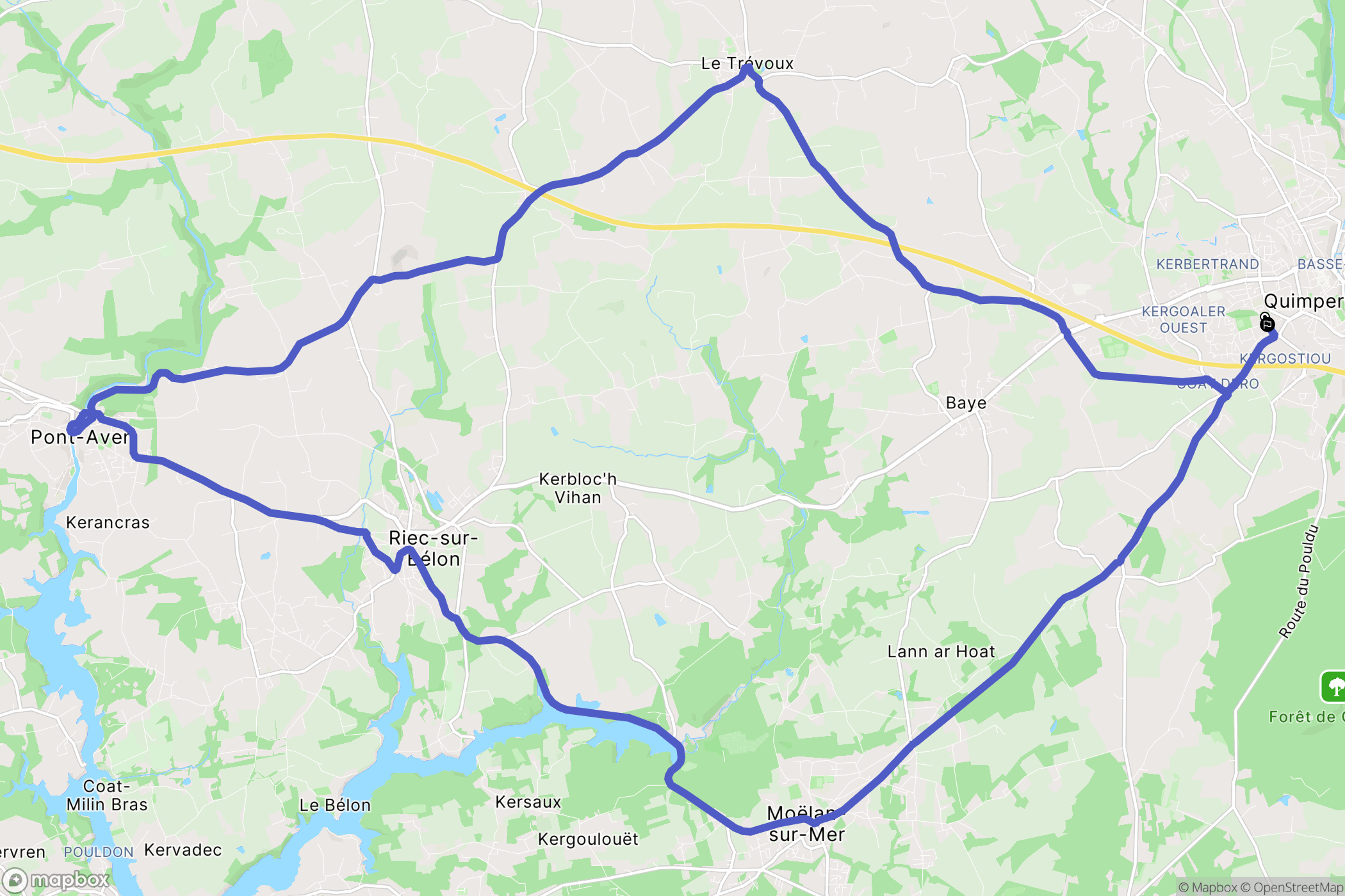 Quimperlé : carte du parcours de randonnée - France
