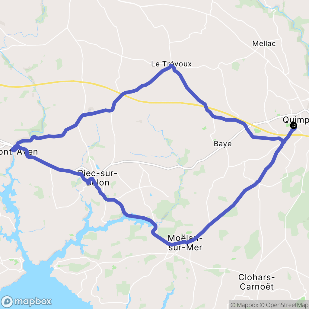 Quimperlé : carte du parcours de randonnée - France
