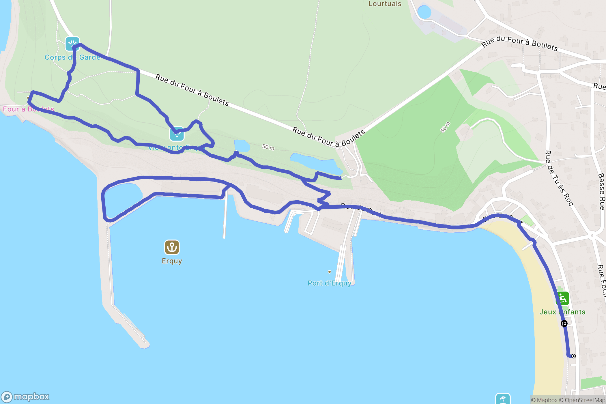 Erquy : carte du parcours de randonnée - France