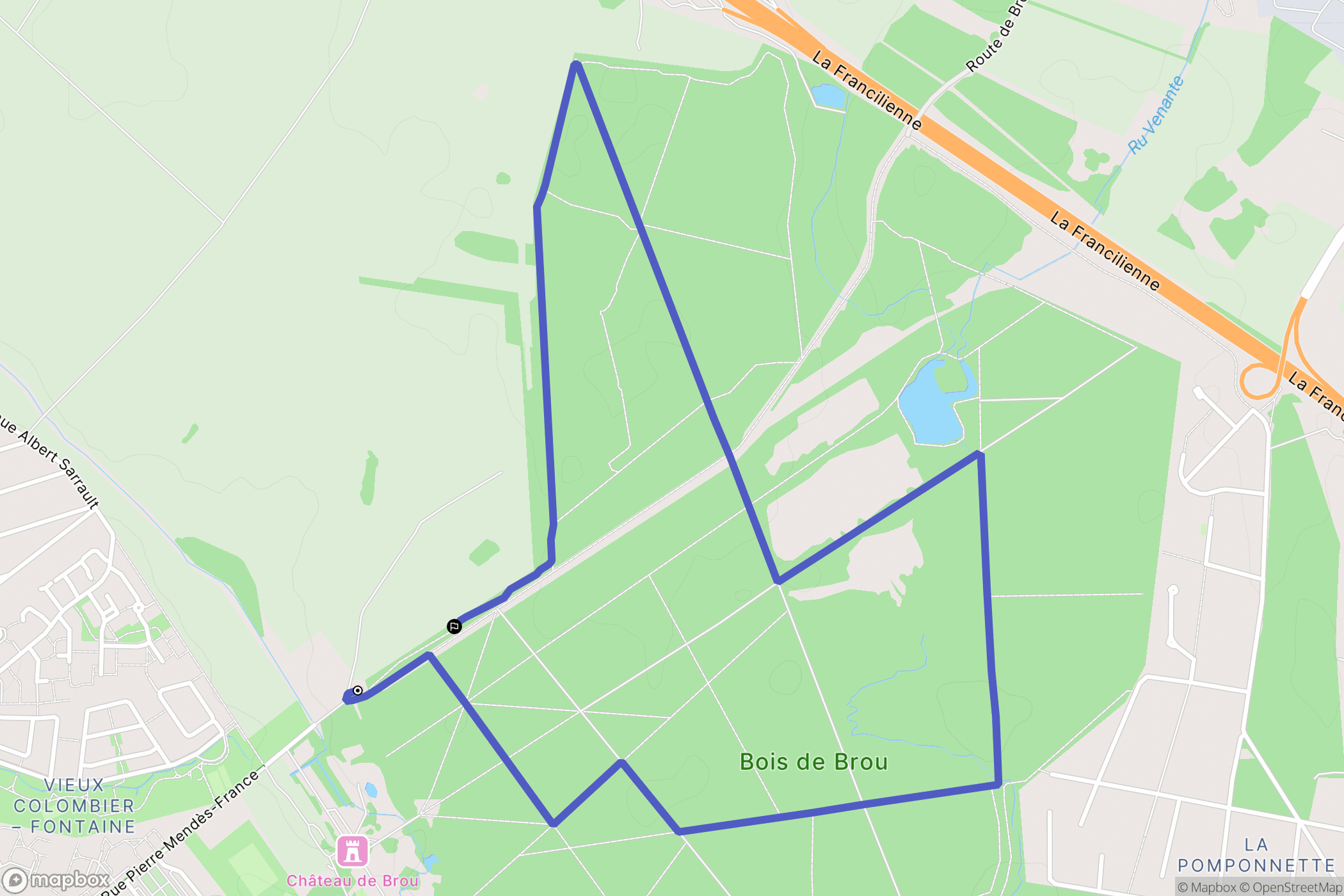 Brou-sur-Chantereine : carte du parcours de randonnée - France
