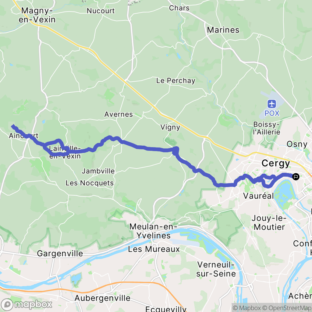 Cergy : carte du parcours de randonnée - France